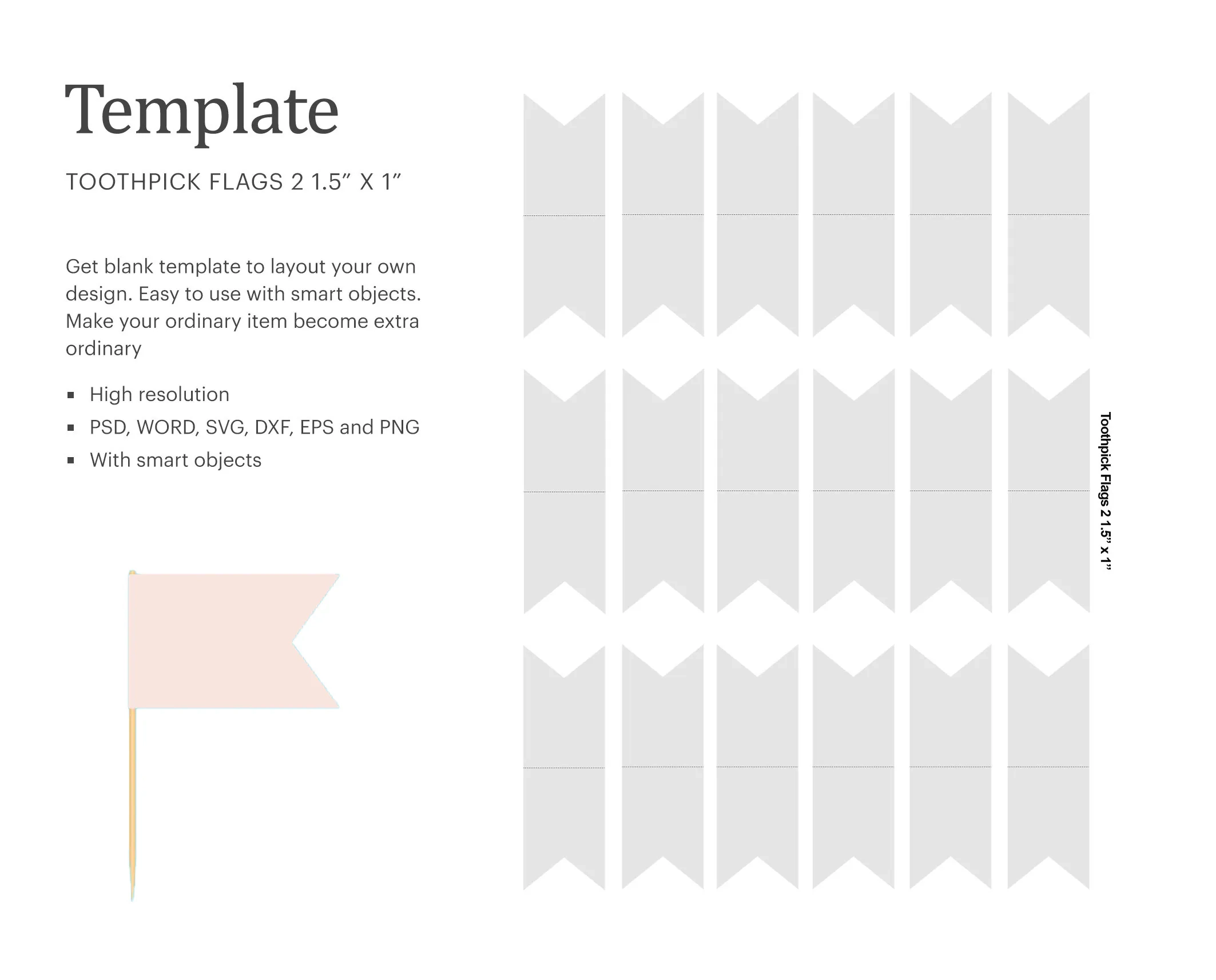 1 5 X 1 Toothpick Flags 2 Blank Template Party Favor Blank Cake 