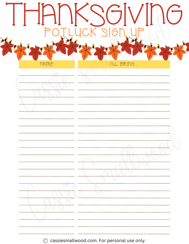 Blank Thanksgiving Printable Signs
