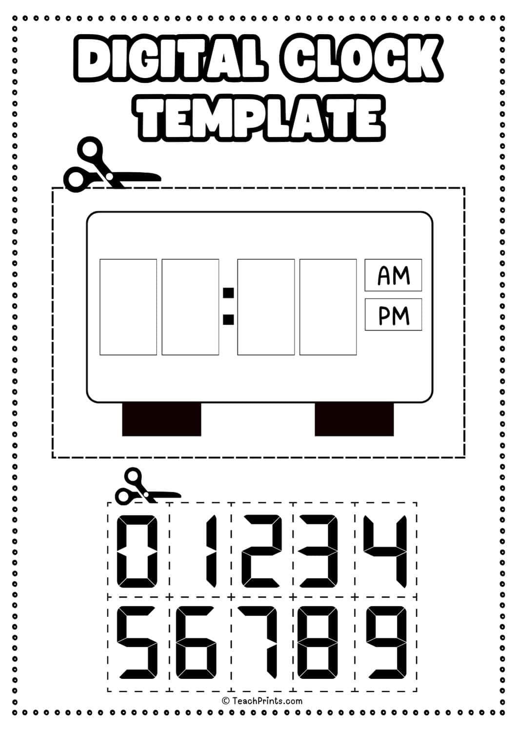 Blank Digital Clock Face Printable