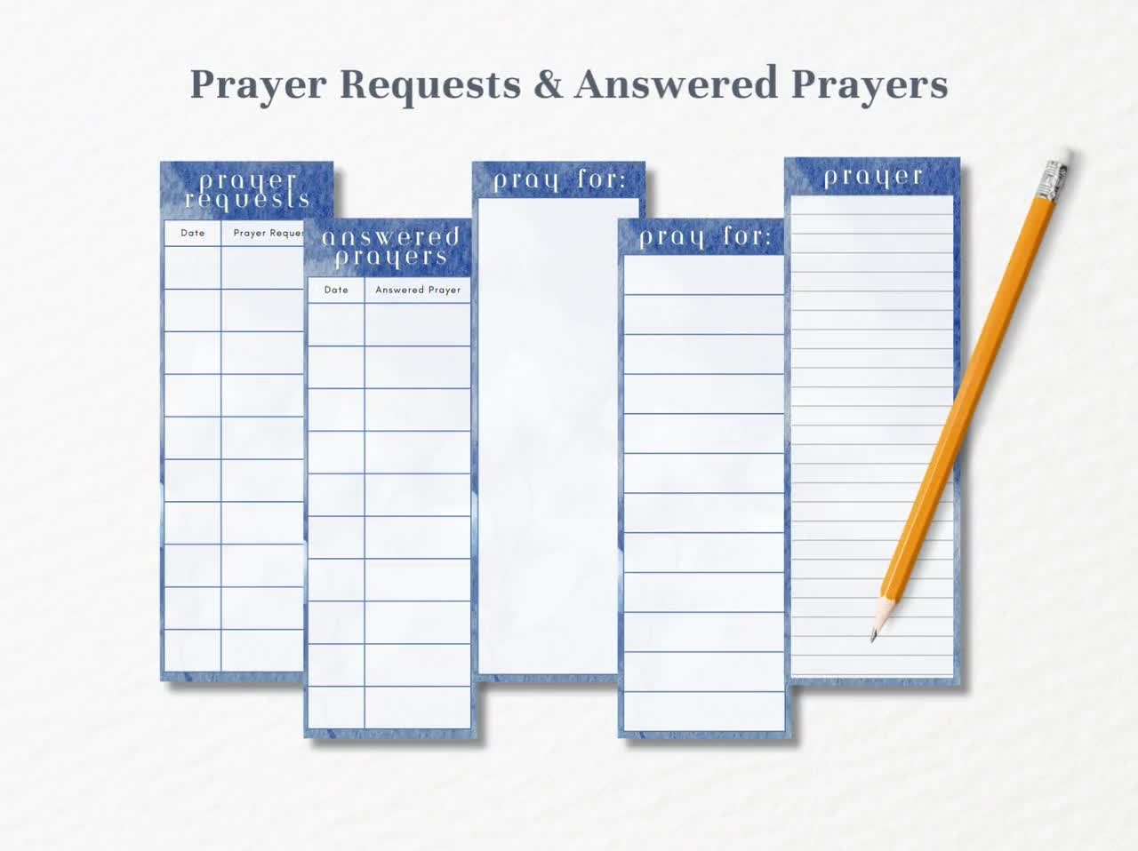 10 Prayer Bookmarks Printable Christian Prayer Journal Bible Accessory ACTS Prayer Prompts Requests Lords Prayer Bible Study Tool