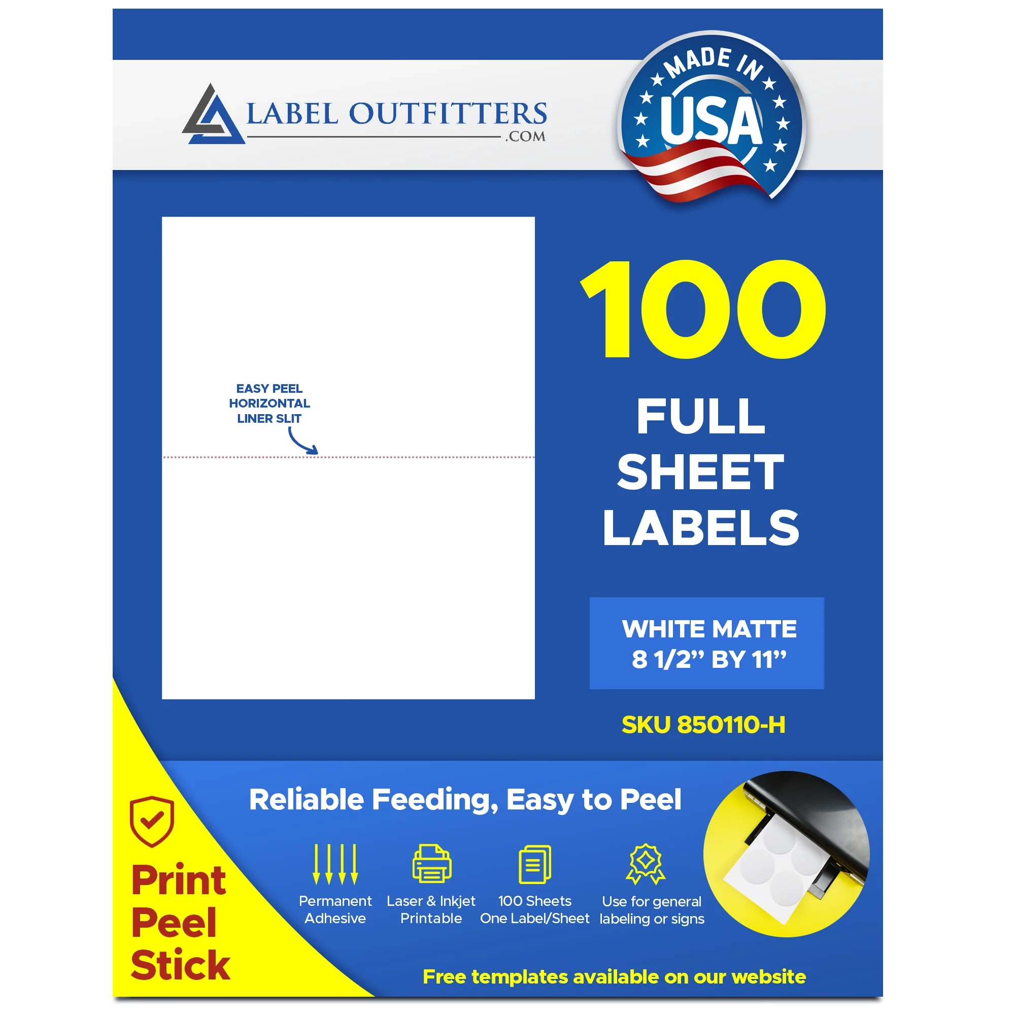 100 Full Page Blank White Printable Labels Avery 5165 Uline S 