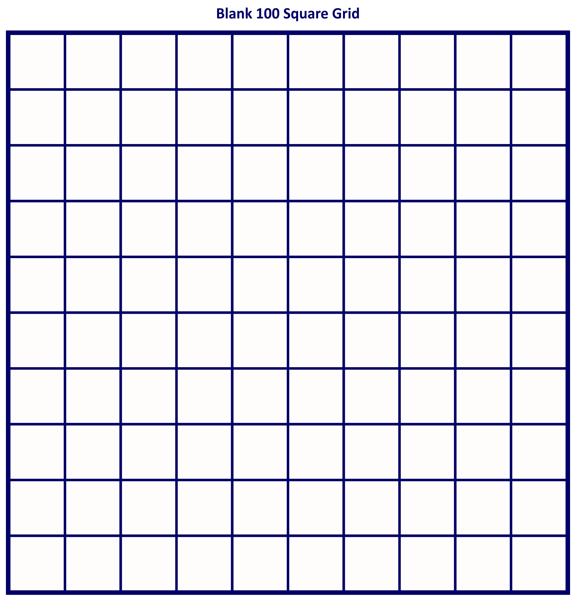 Blank 100 Square Printable