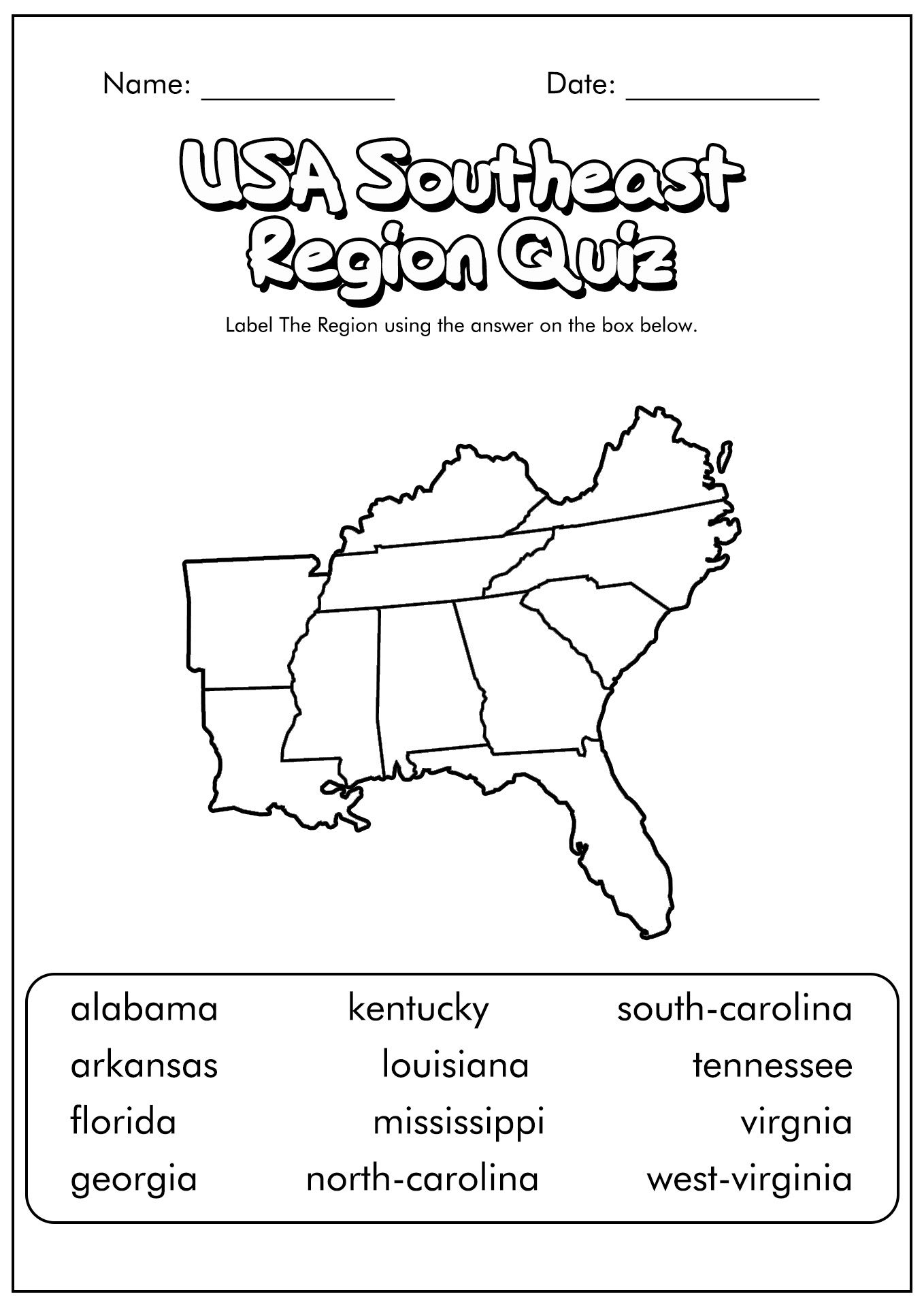 Printable Southeast Blank