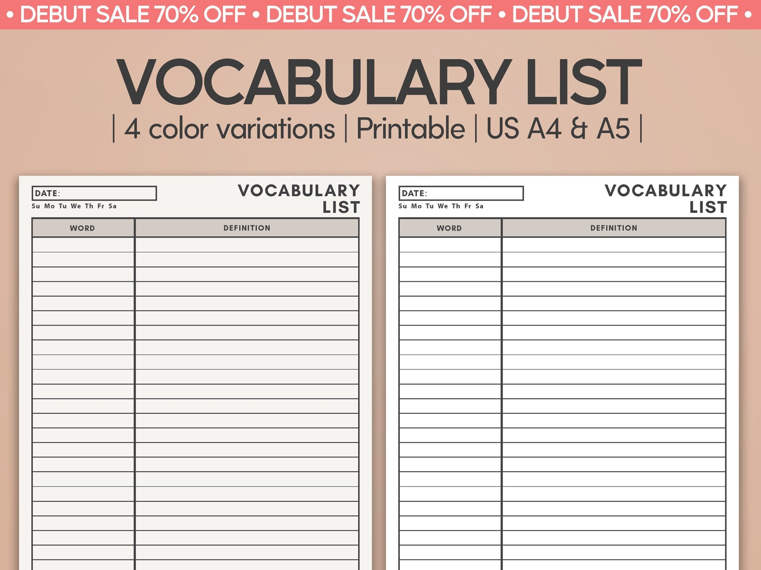 12 Blank Vocabulary Worksheet Templates Word PDF Worksheets 