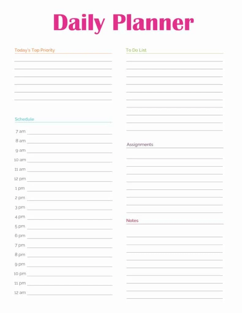 13 Page Student Planner Printable