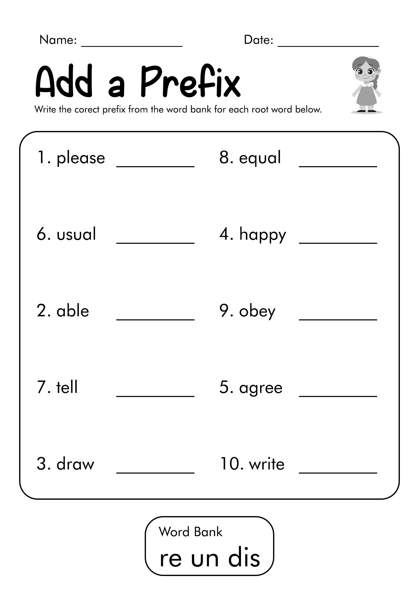 Printable Blank Prefix