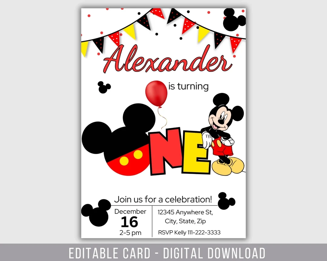 Blank Mickey Mouse Invitations Printables