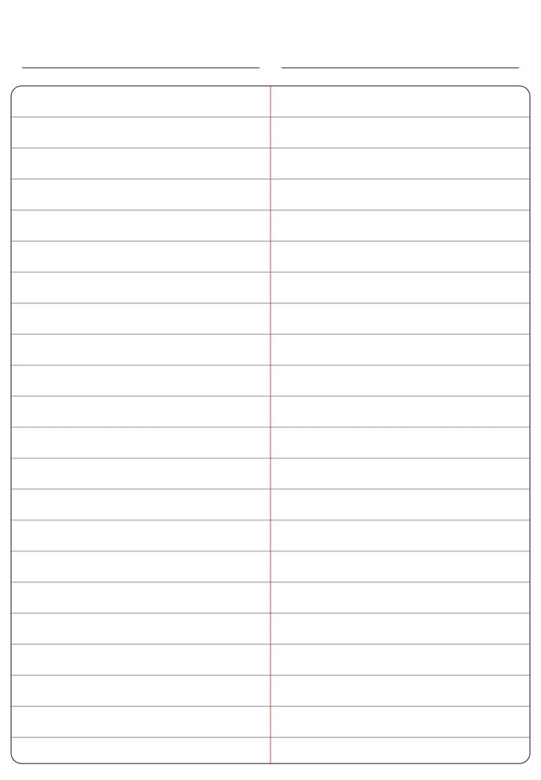 Printable Blank Column Notepad