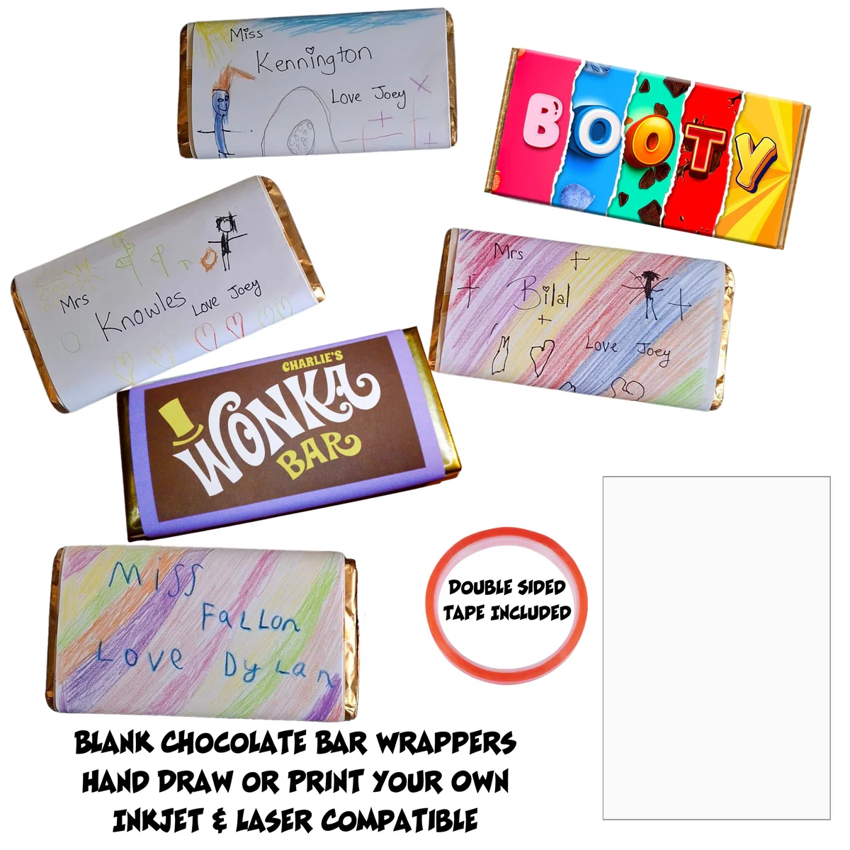 20 X Premium Silky Smooth Blank Chocolate Bar Wrapper Paper 