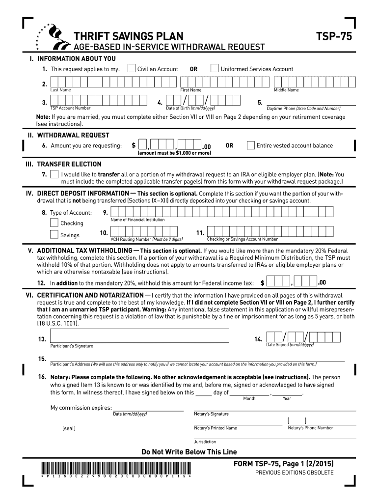 2015 2025 Form TSP 75 Fill Online Printable Fillable Blank 