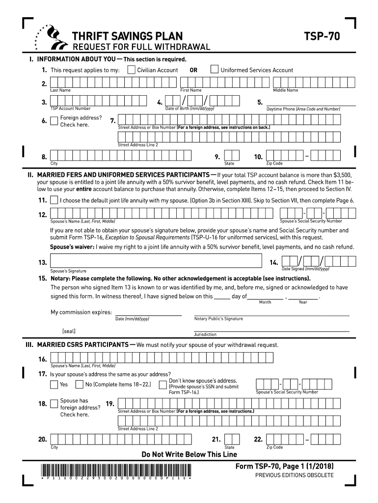 2018 2025 Form TSP 70 Fill Online Printable Fillable Blank 
