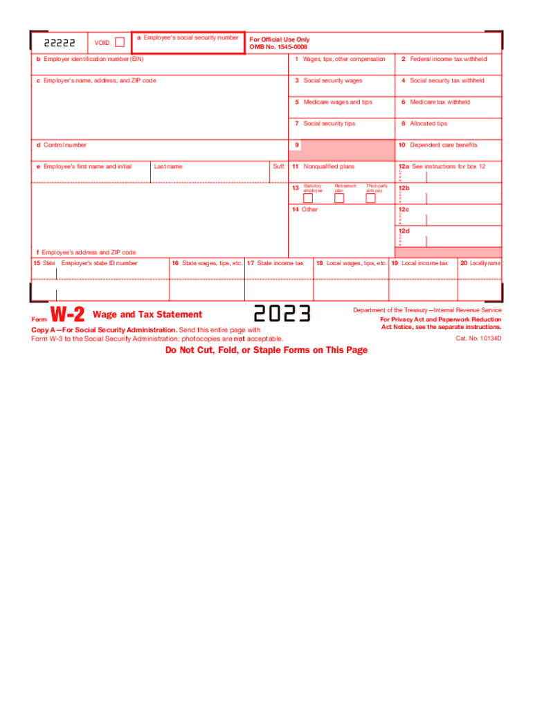 Free Printable Blank W-2