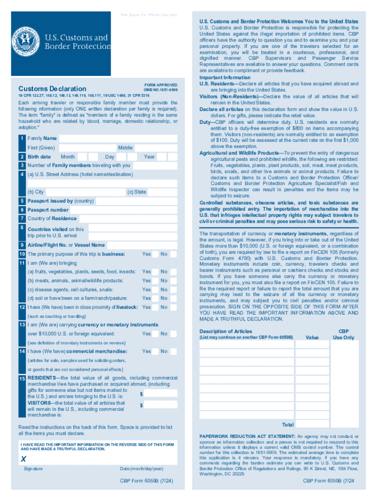 2024 Form CBP 6059B Fill Online Printable Fillable Blank 