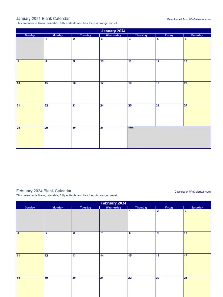 2024 Monthly Calendar PDF