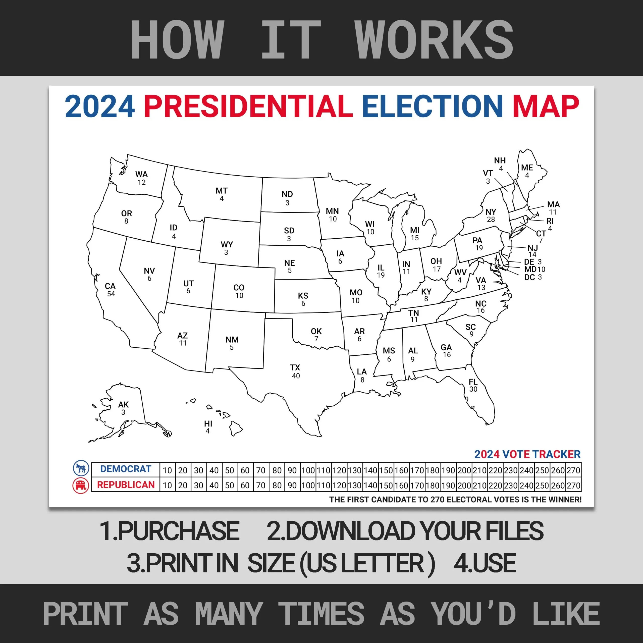 Printable Electoralcollege Blank Map