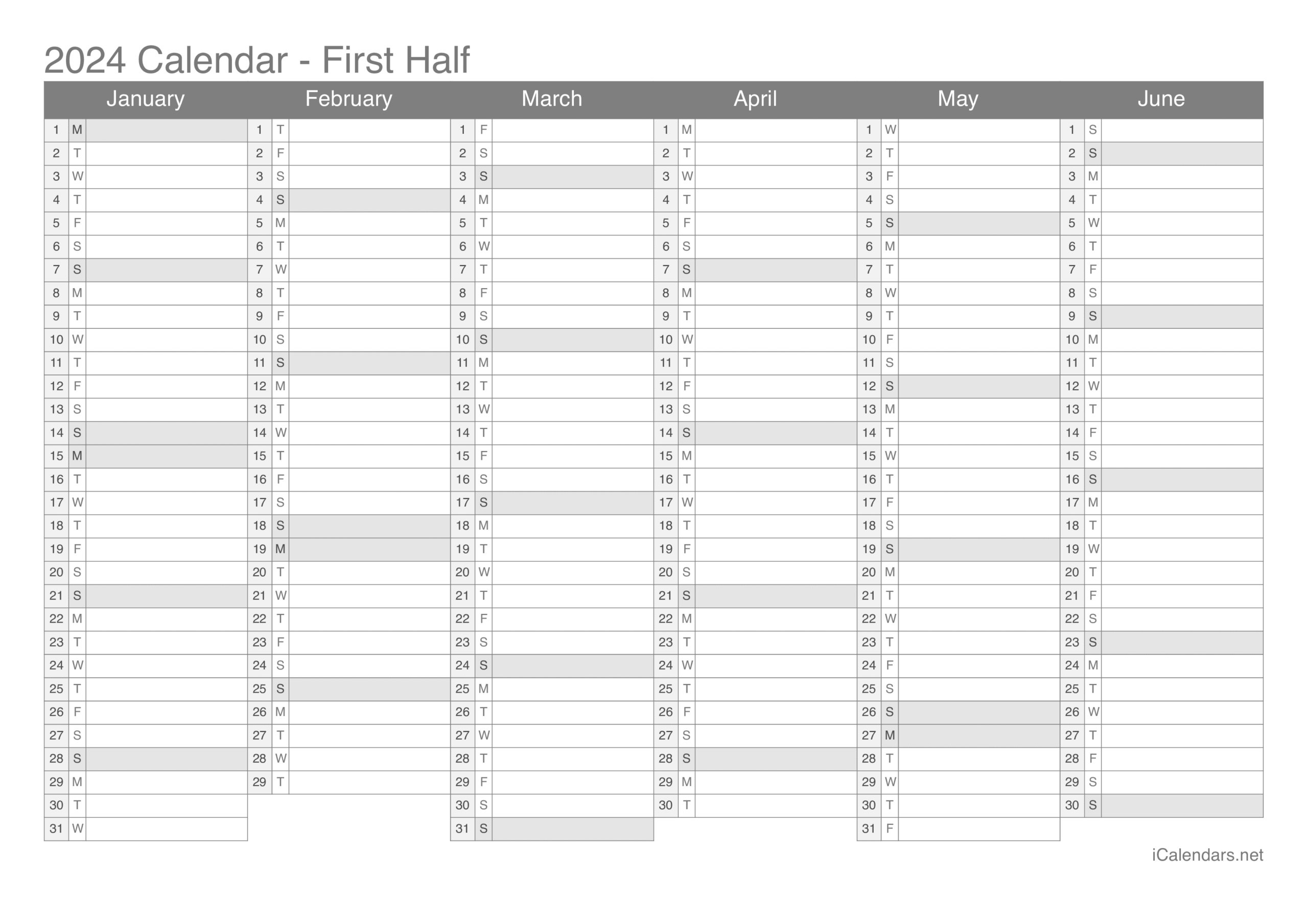 Blank Yearly Printable Spreadsheet