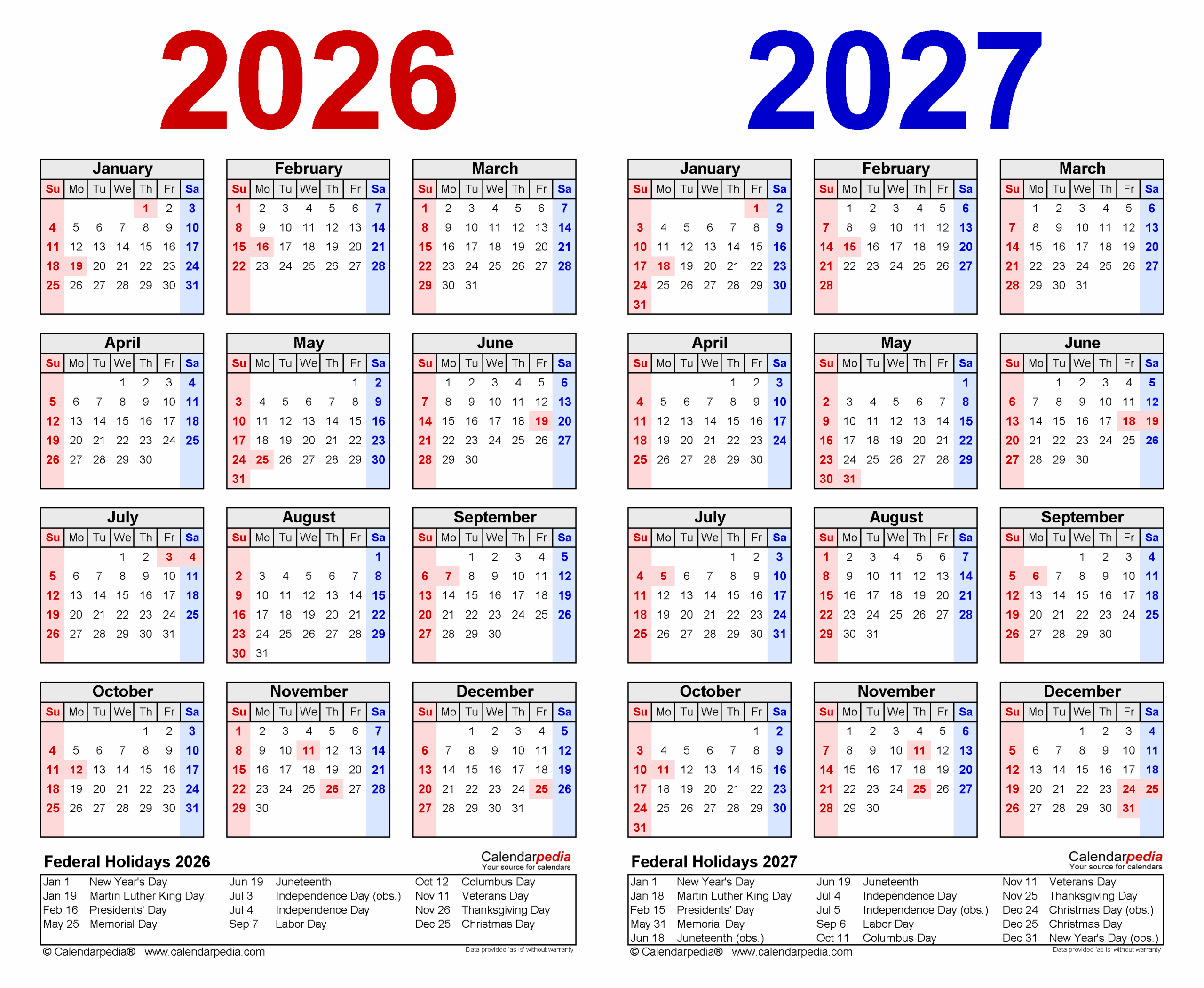 Printable Blank 2026-2027 Calander