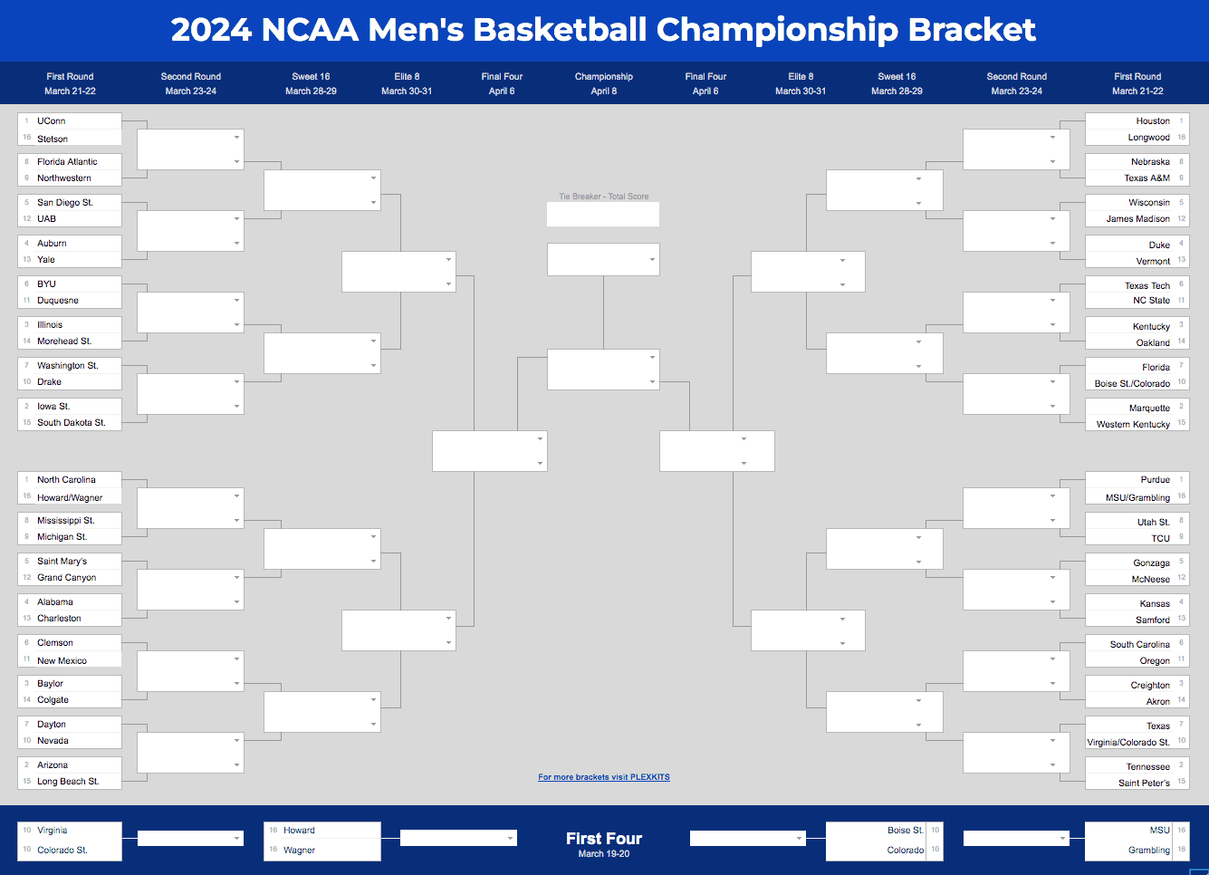Yahoo Printable Blank Bracket