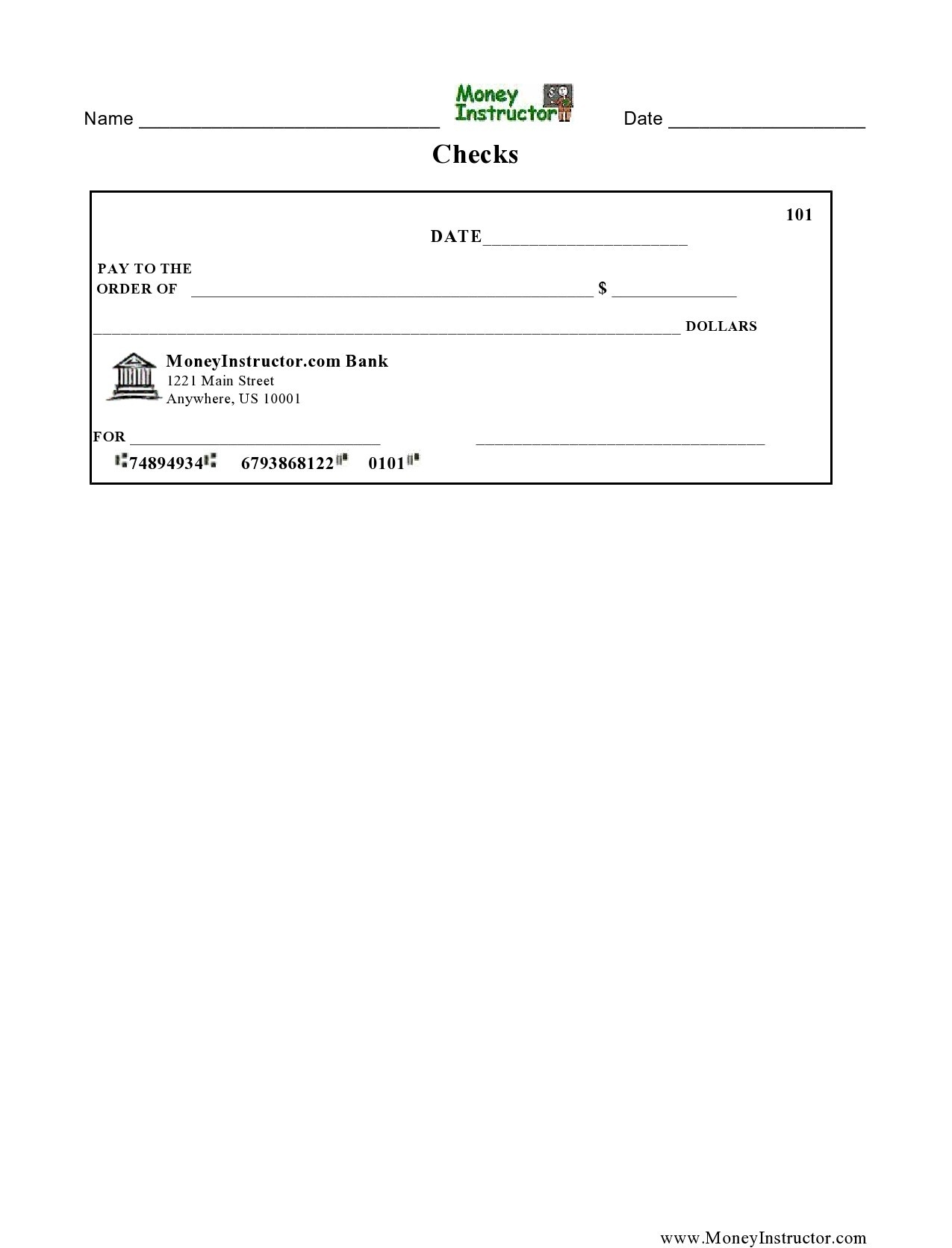 Printable Blank Check Templates