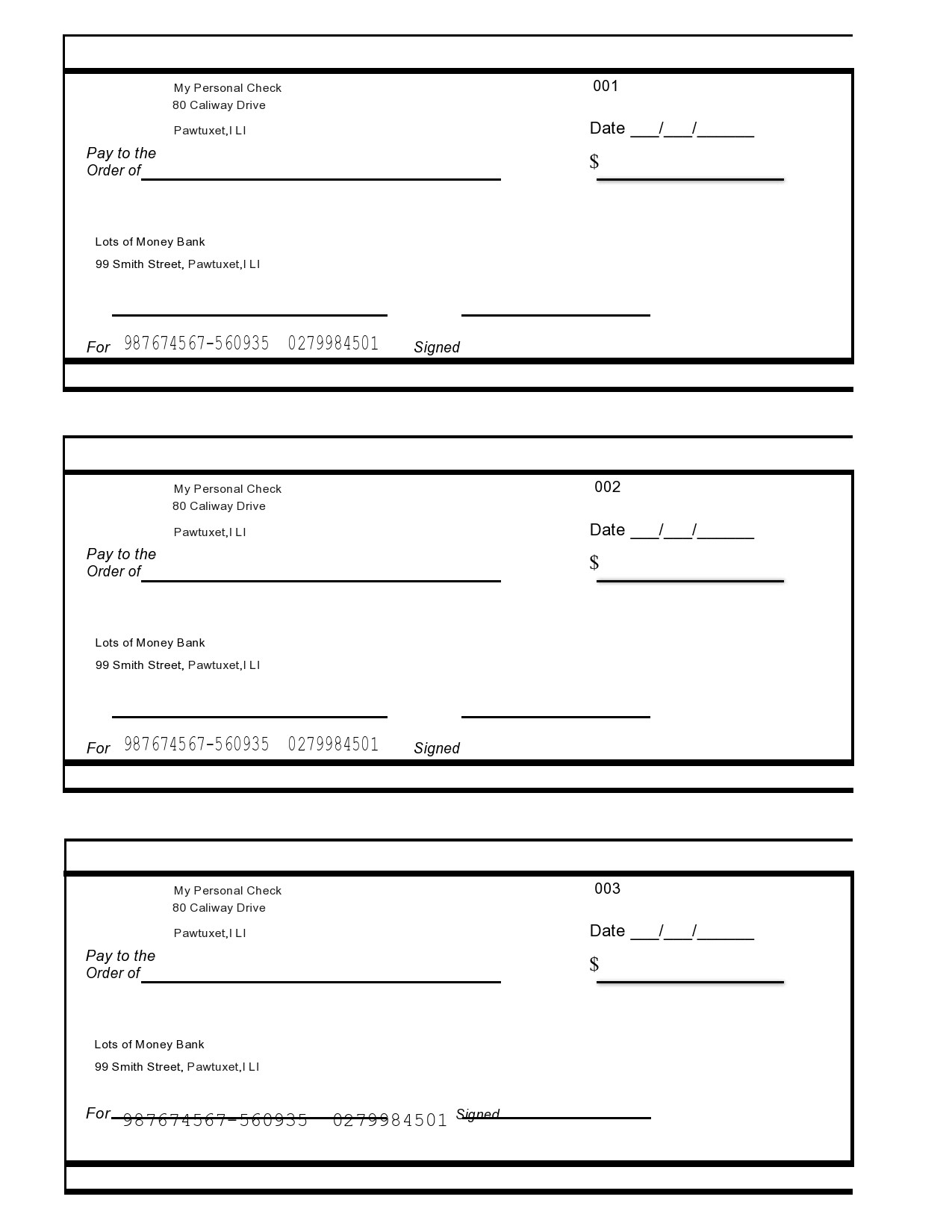 Blank Printable Payroll Checks