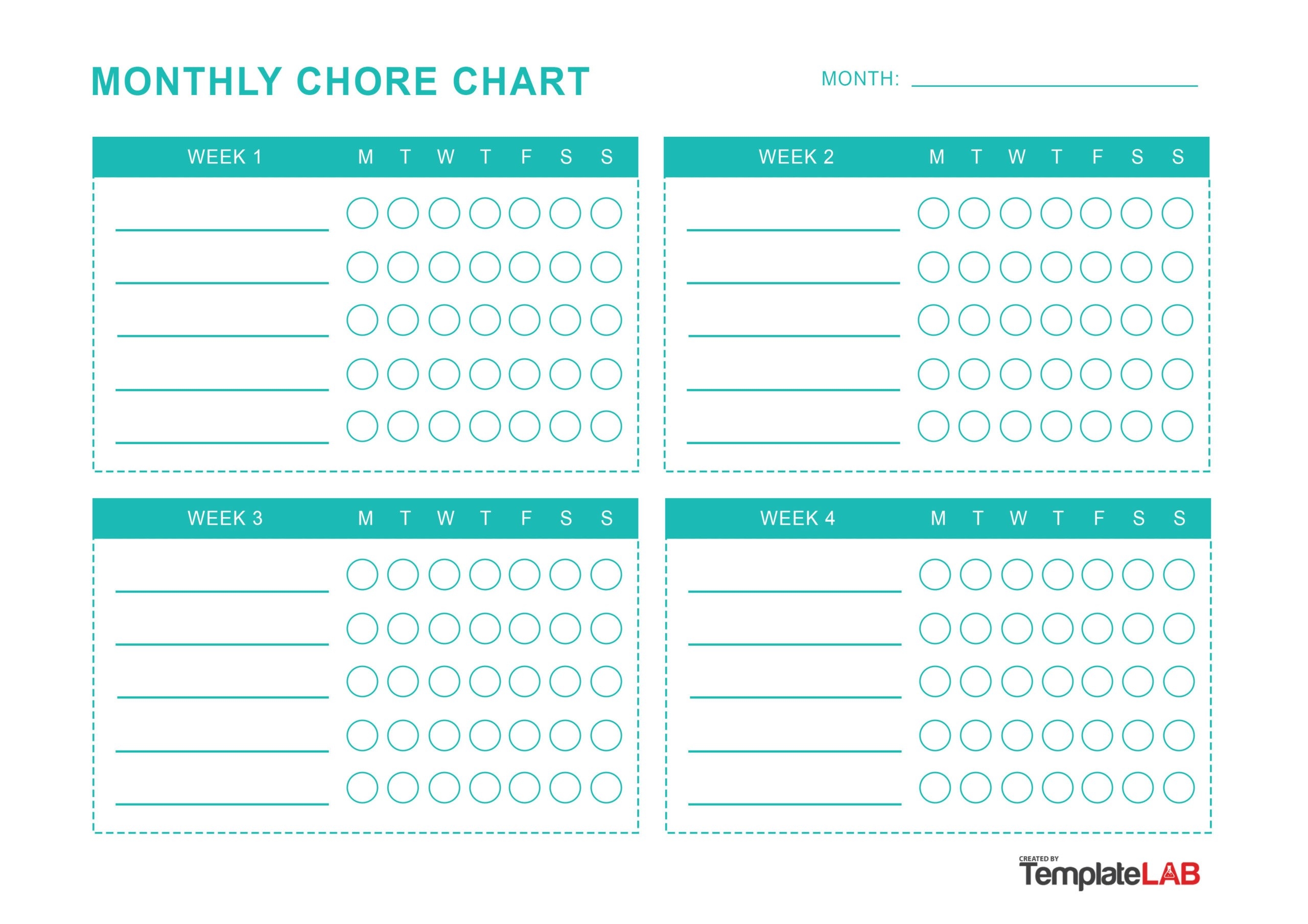 Blank Printable Chore Chart Monthy