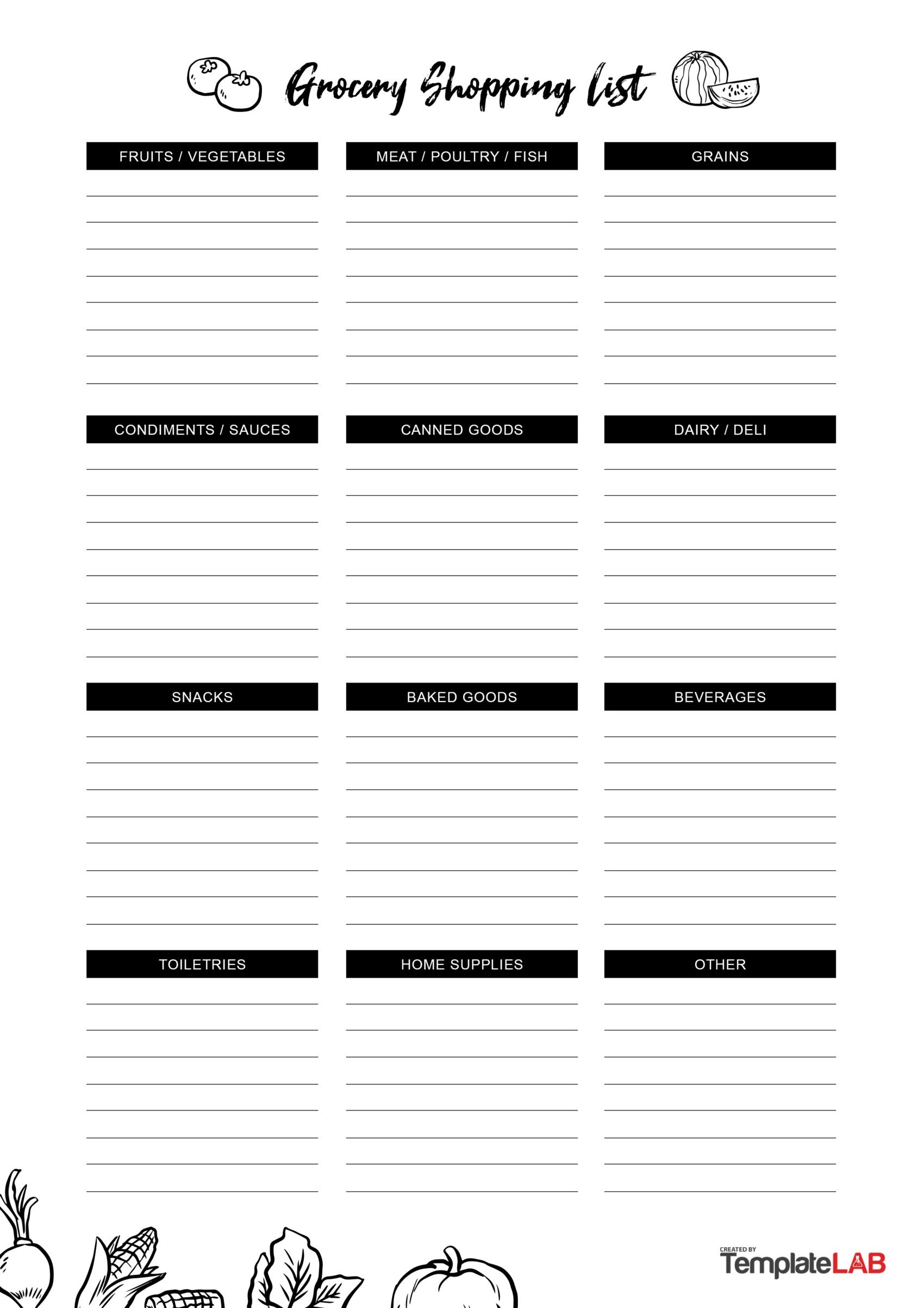 Free Blank Grocery List Printable