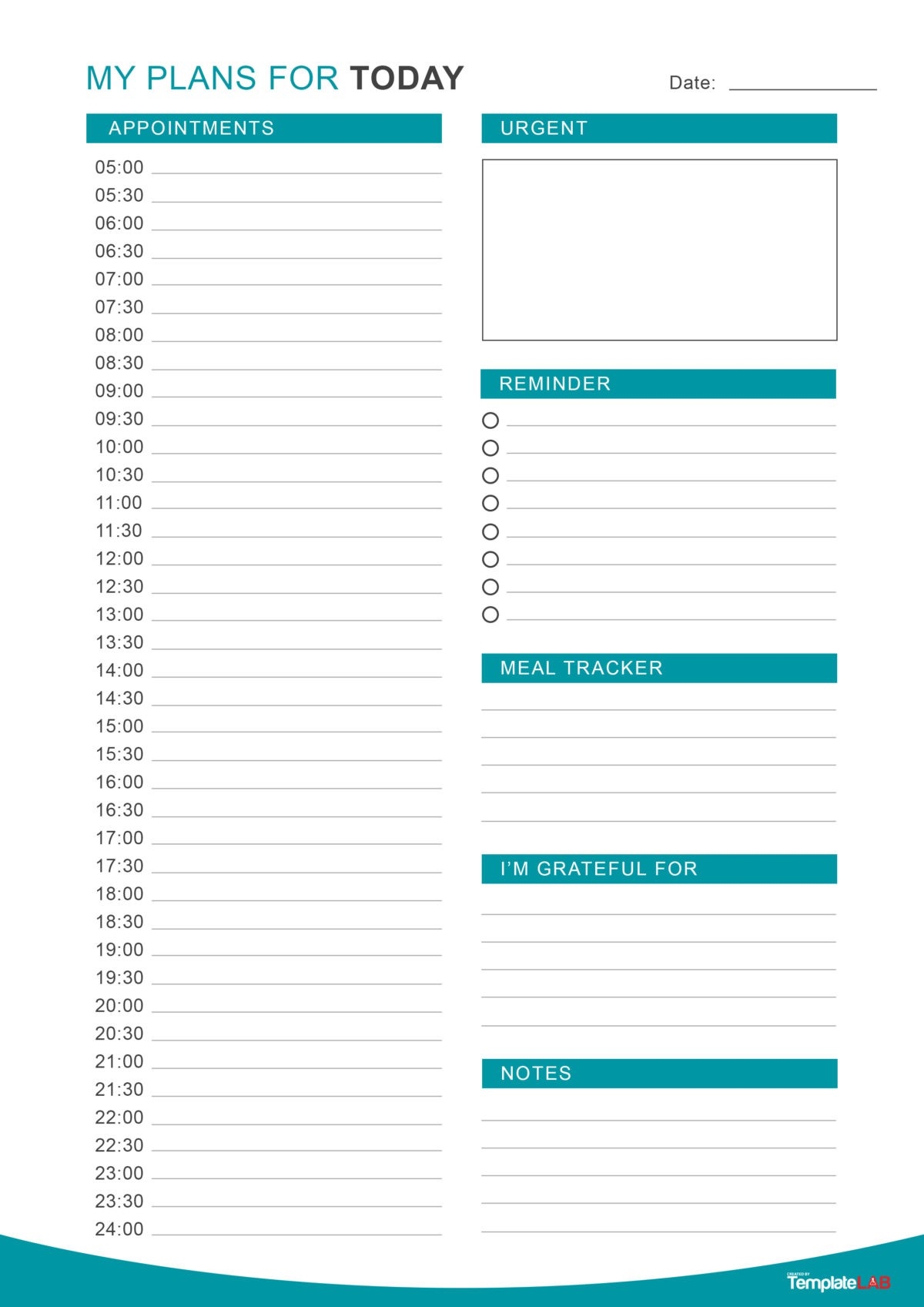 Blank One Day Schedule Printable