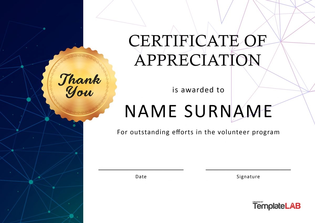 Blank Printable Certificate Of Appreciation