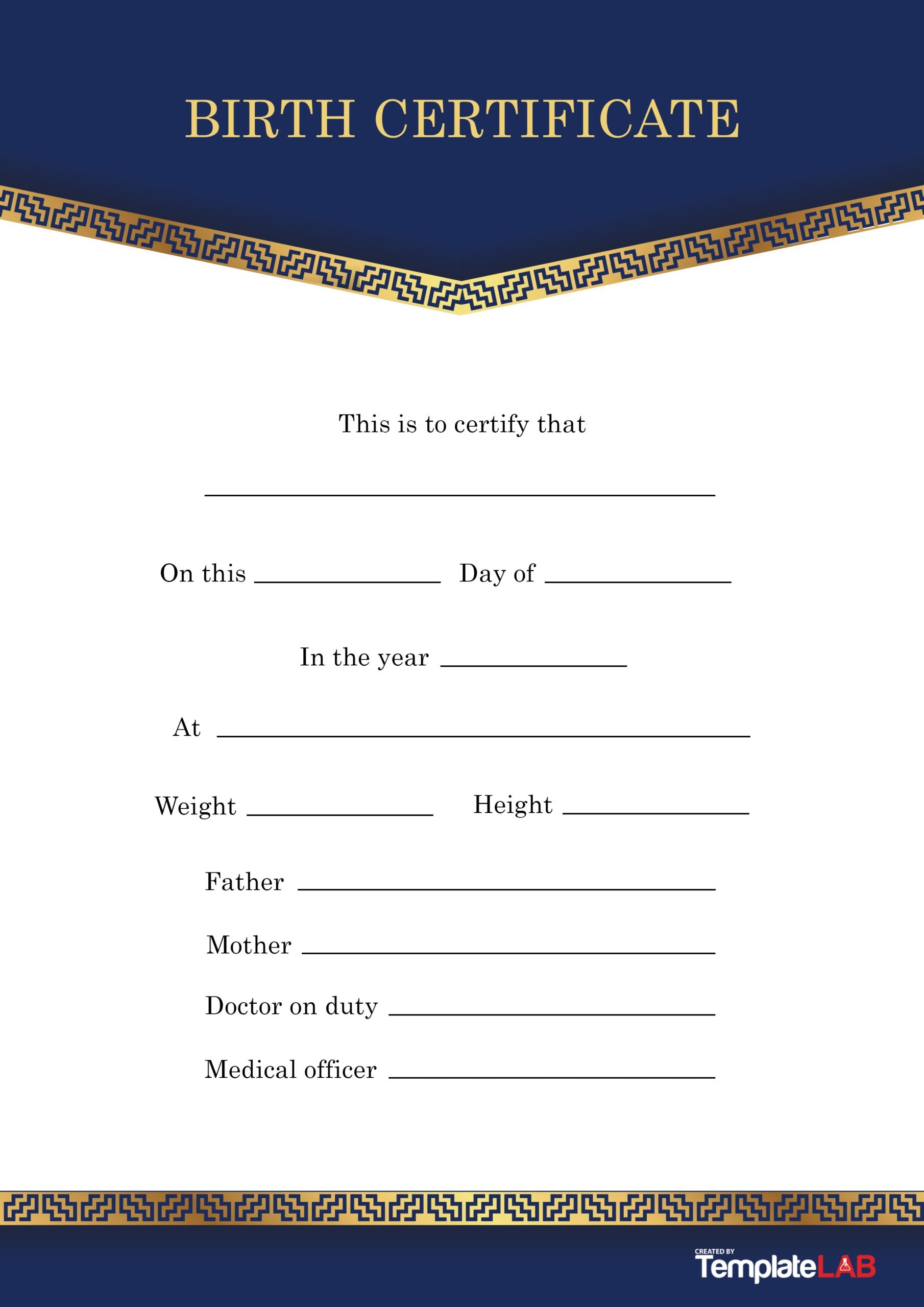 Blank Printable Birth Certificate Form