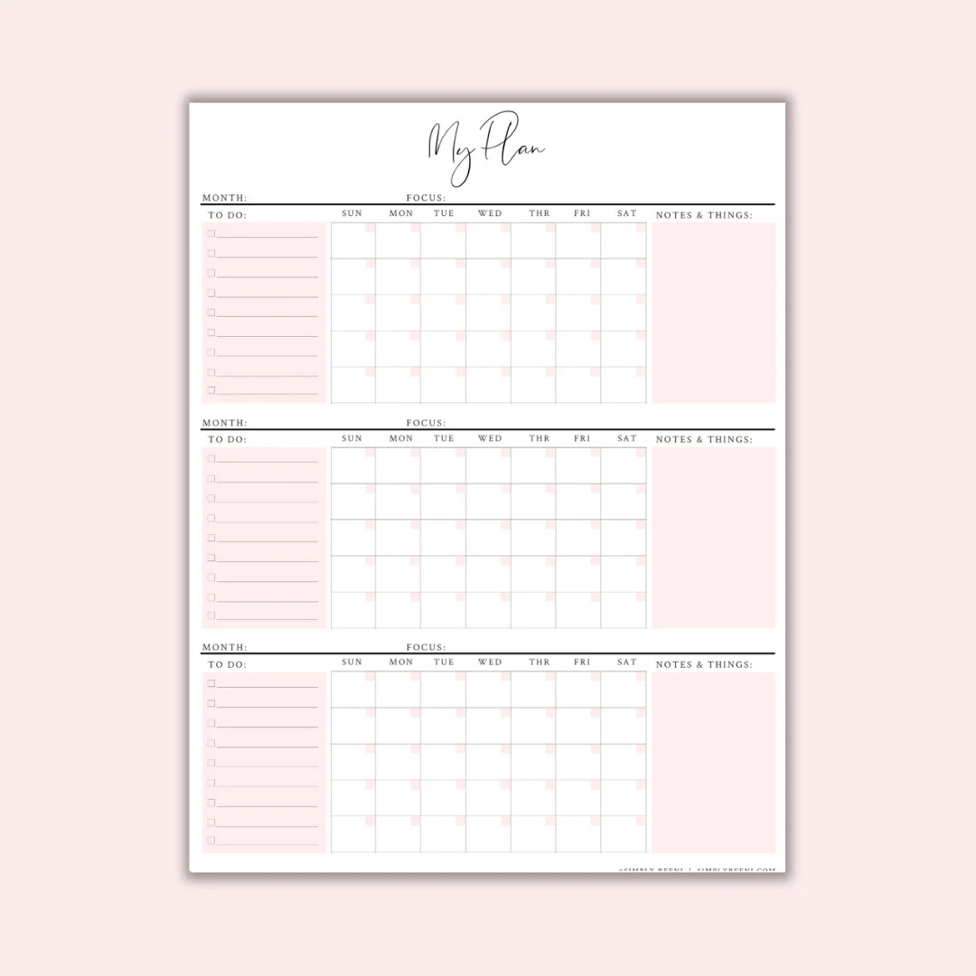 Printable Blank Calendar 3 Month