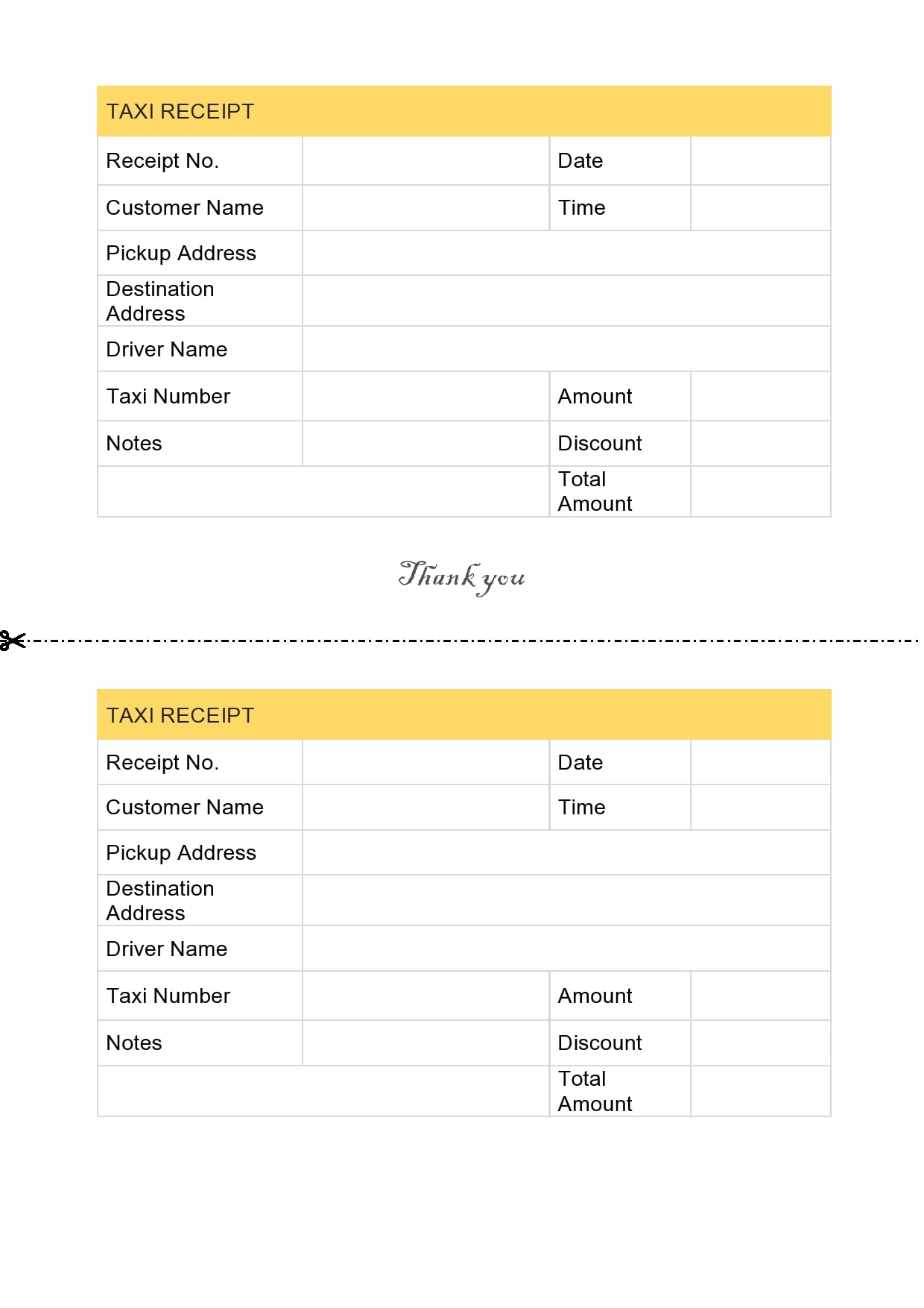 30 Blank Taxi Receipt Templates Free TemplateArchive