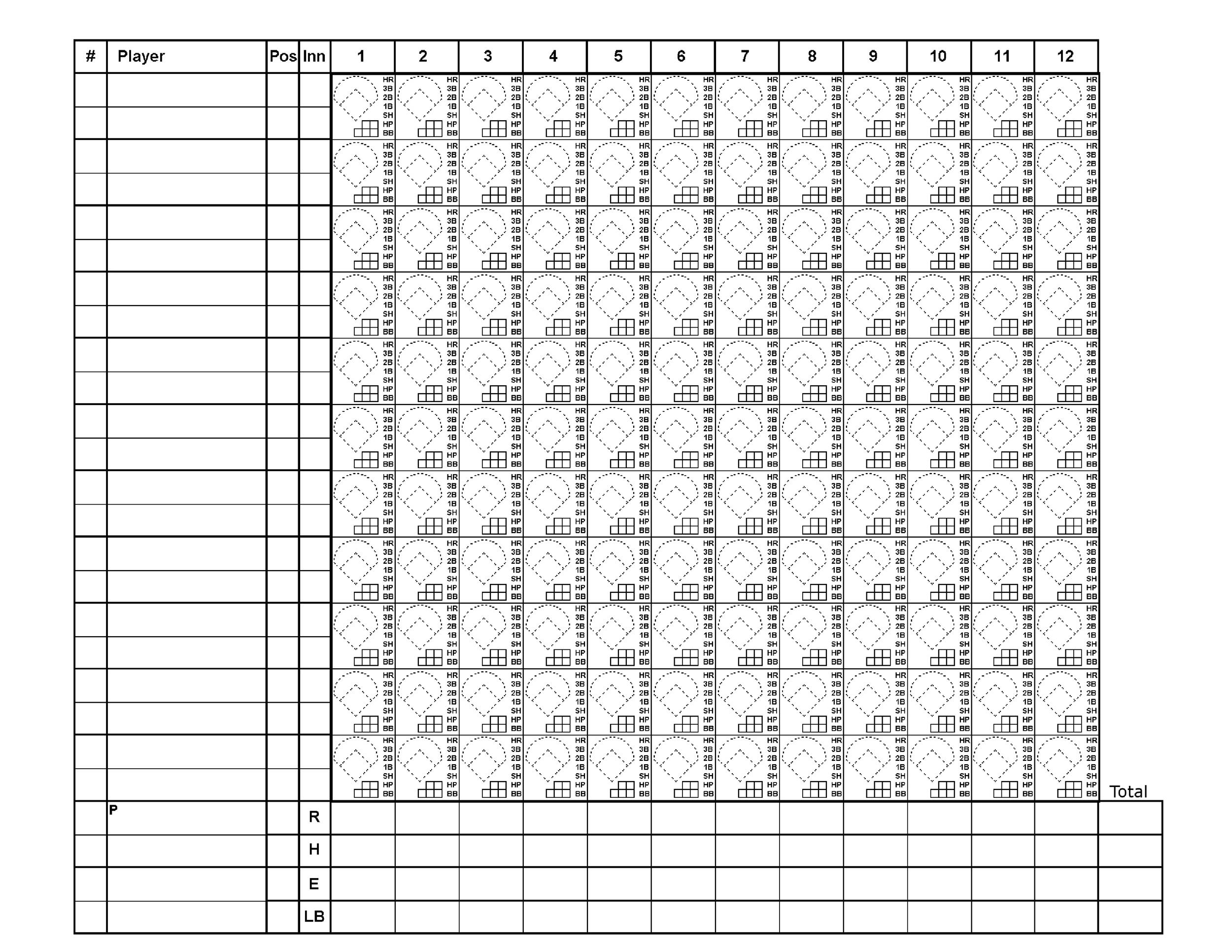 Baseball Printable Stats Blank Player