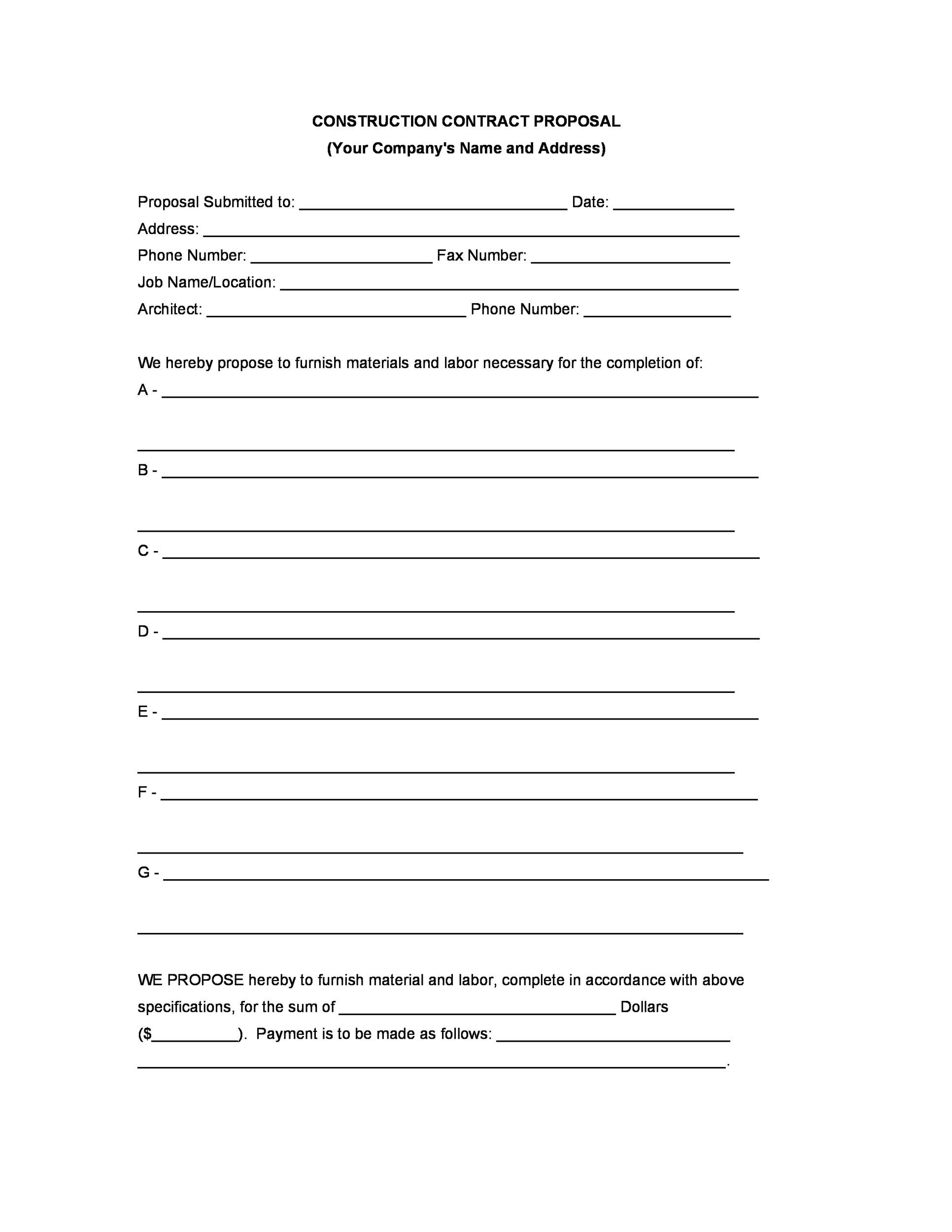 31 Construction Proposal Template amp Construction Bid Forms