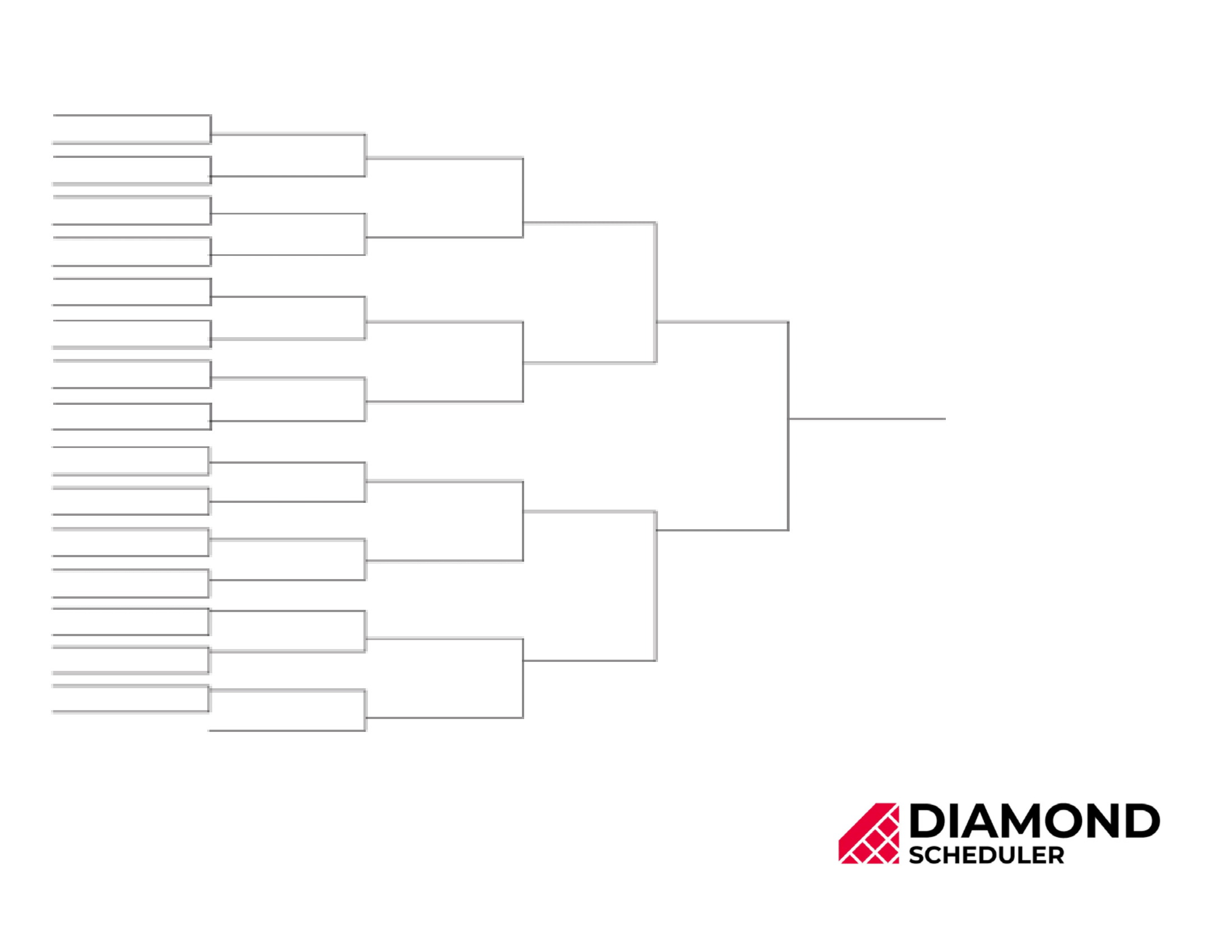 31 Team Single Elimination Bracket Printable Diamond Scheduler