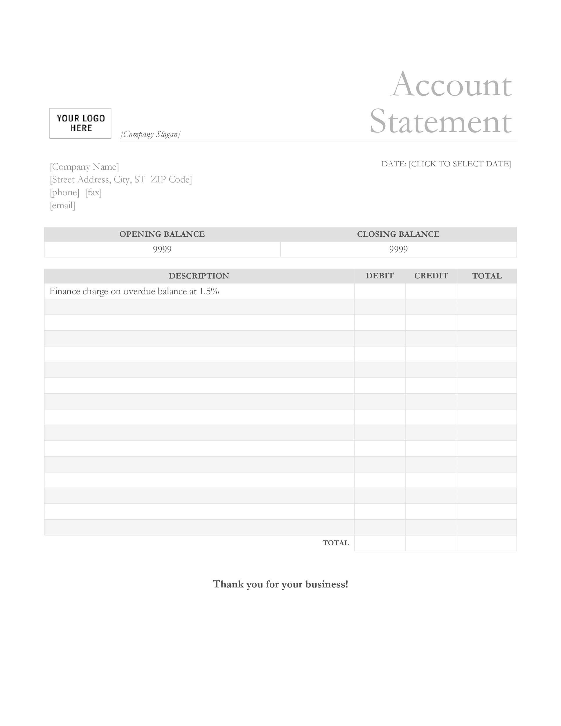 Printable Statement Blank
