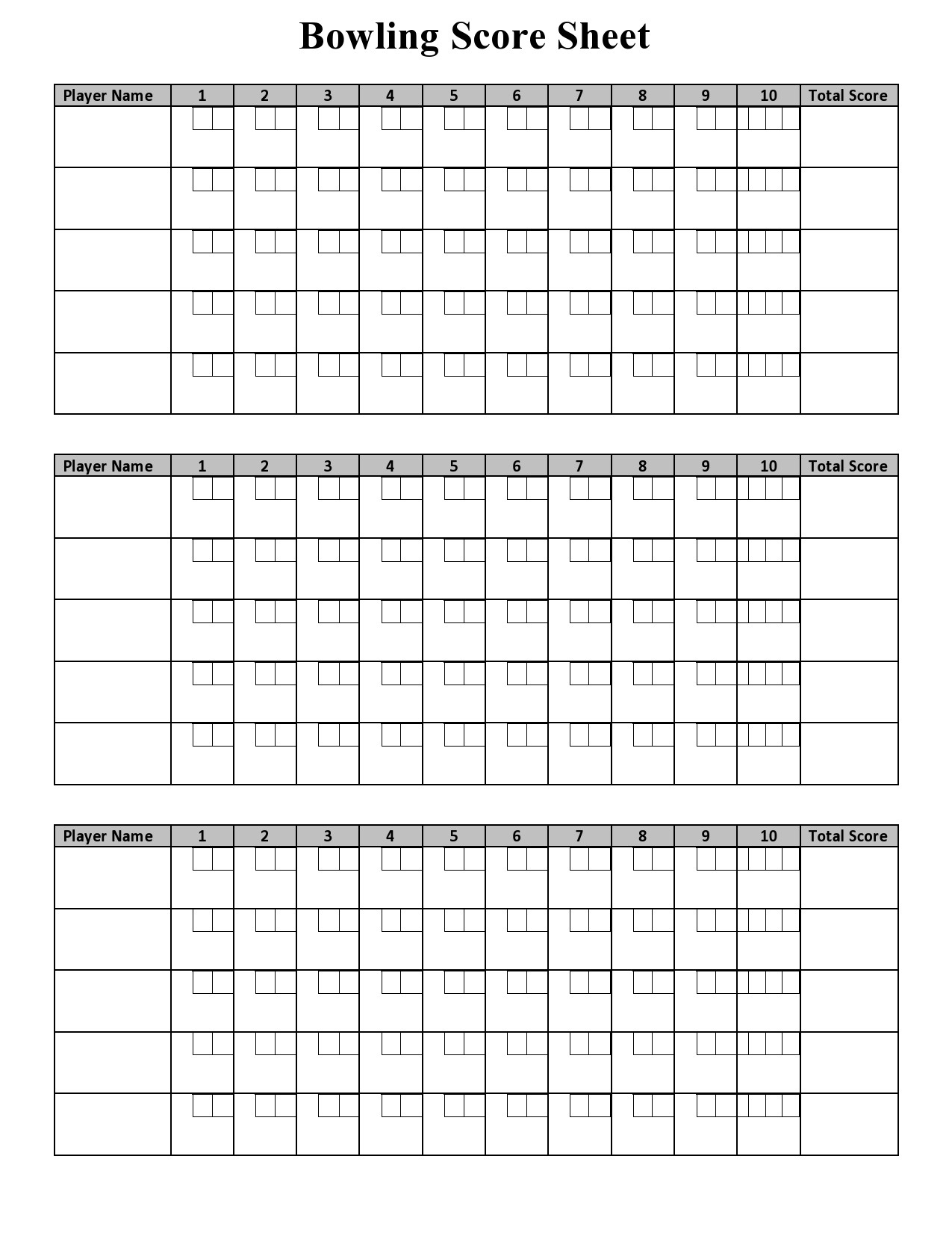 36 Printable Bowling Score Sheet Templates amp Examples 