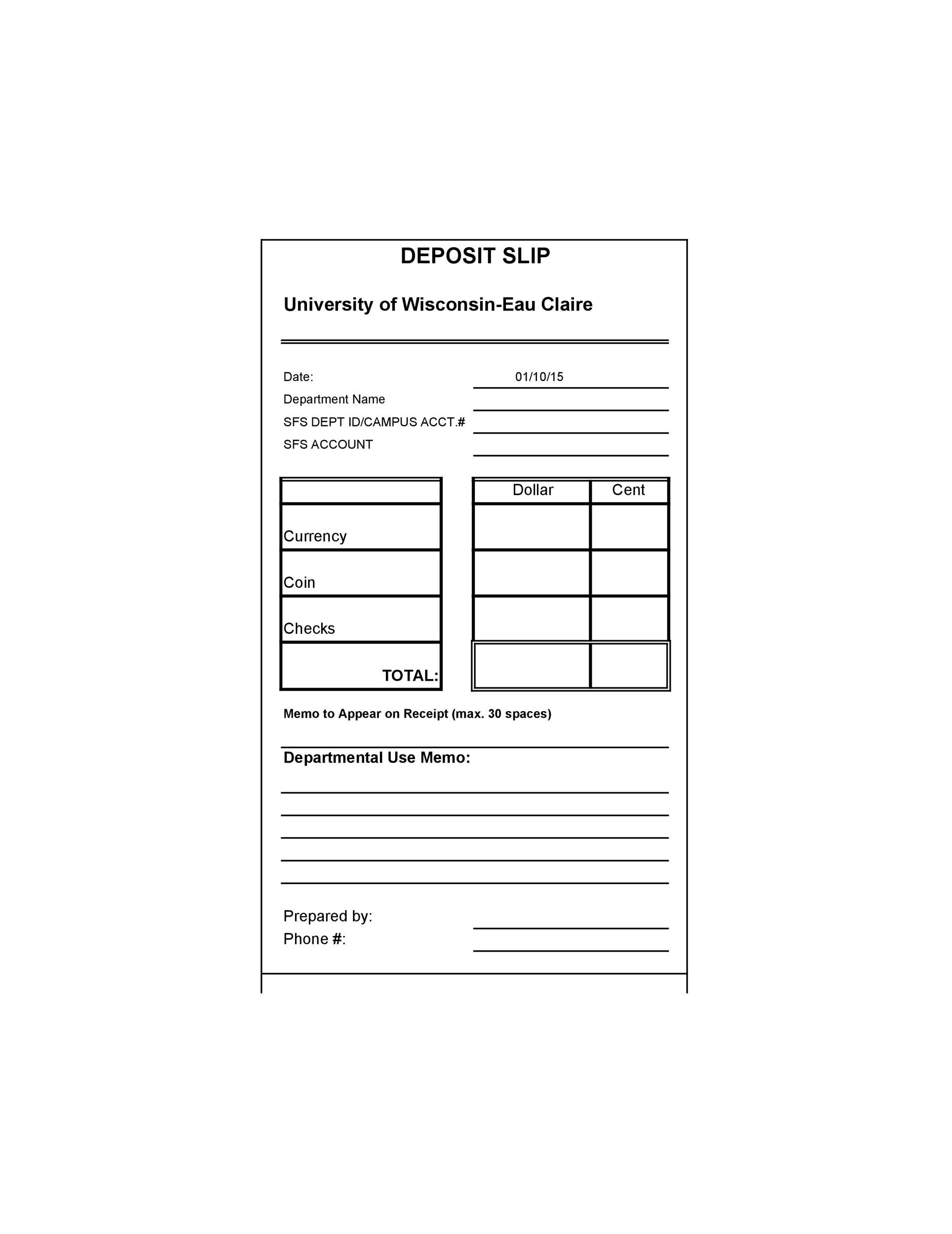 Printable Blank Deposit Slips Generic