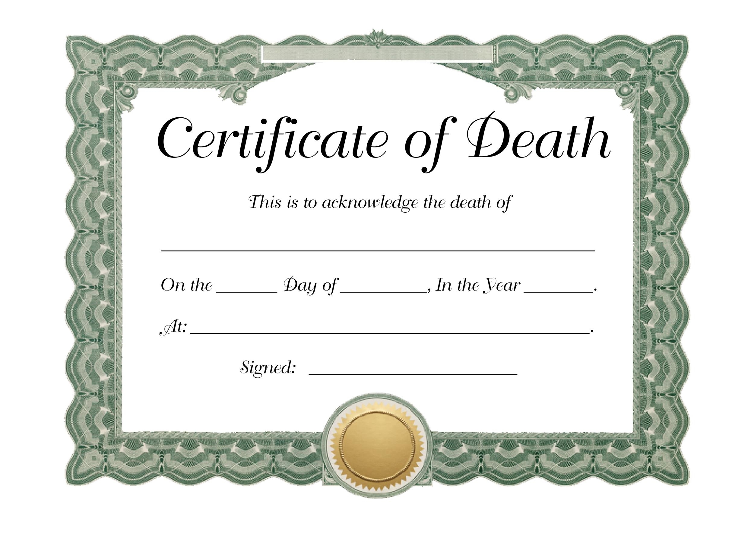 Printable Blank Uk Death Certificates