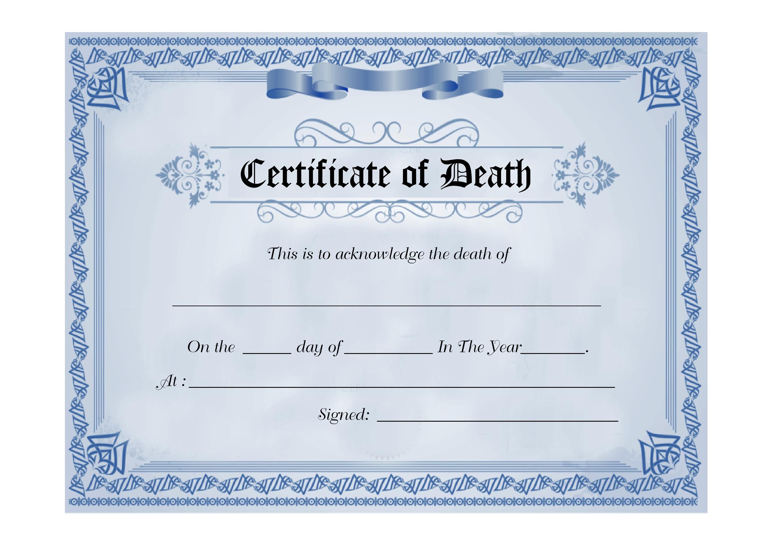 37 Blank Death Certificate Templates 100 FREE TemplateLab