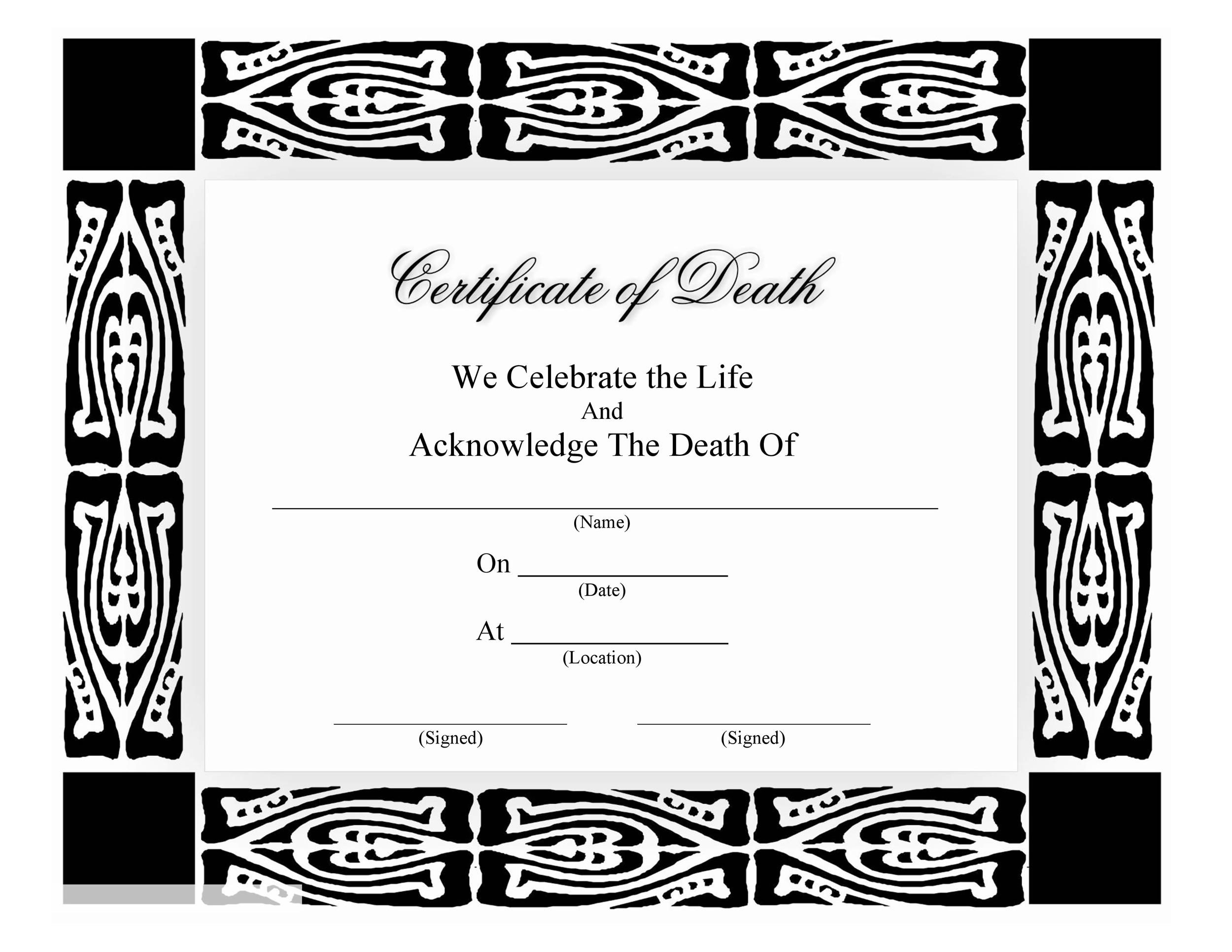 Free Printable Blank Death Certificates