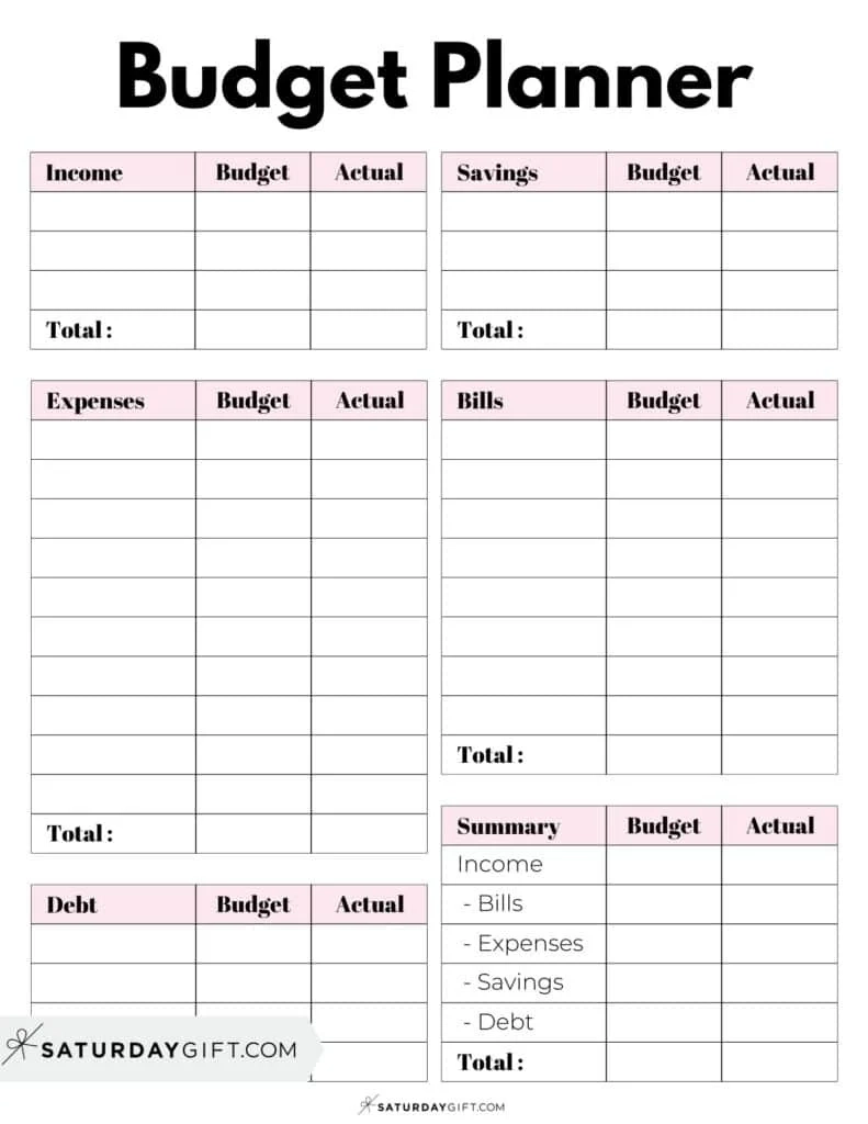 Free Blank Budget Template Printable