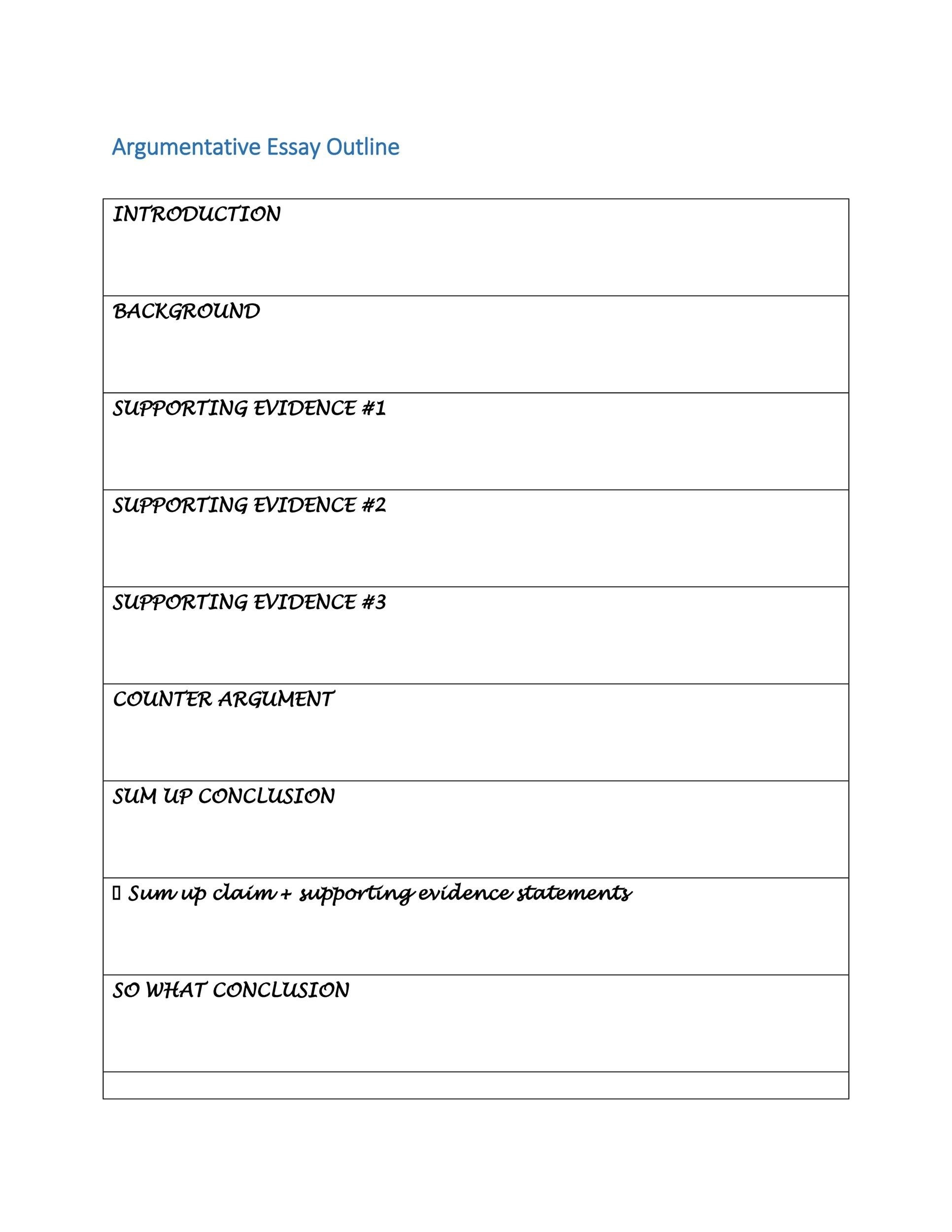 37 Outstanding Essay Outline Templates Argumentative Narrative 