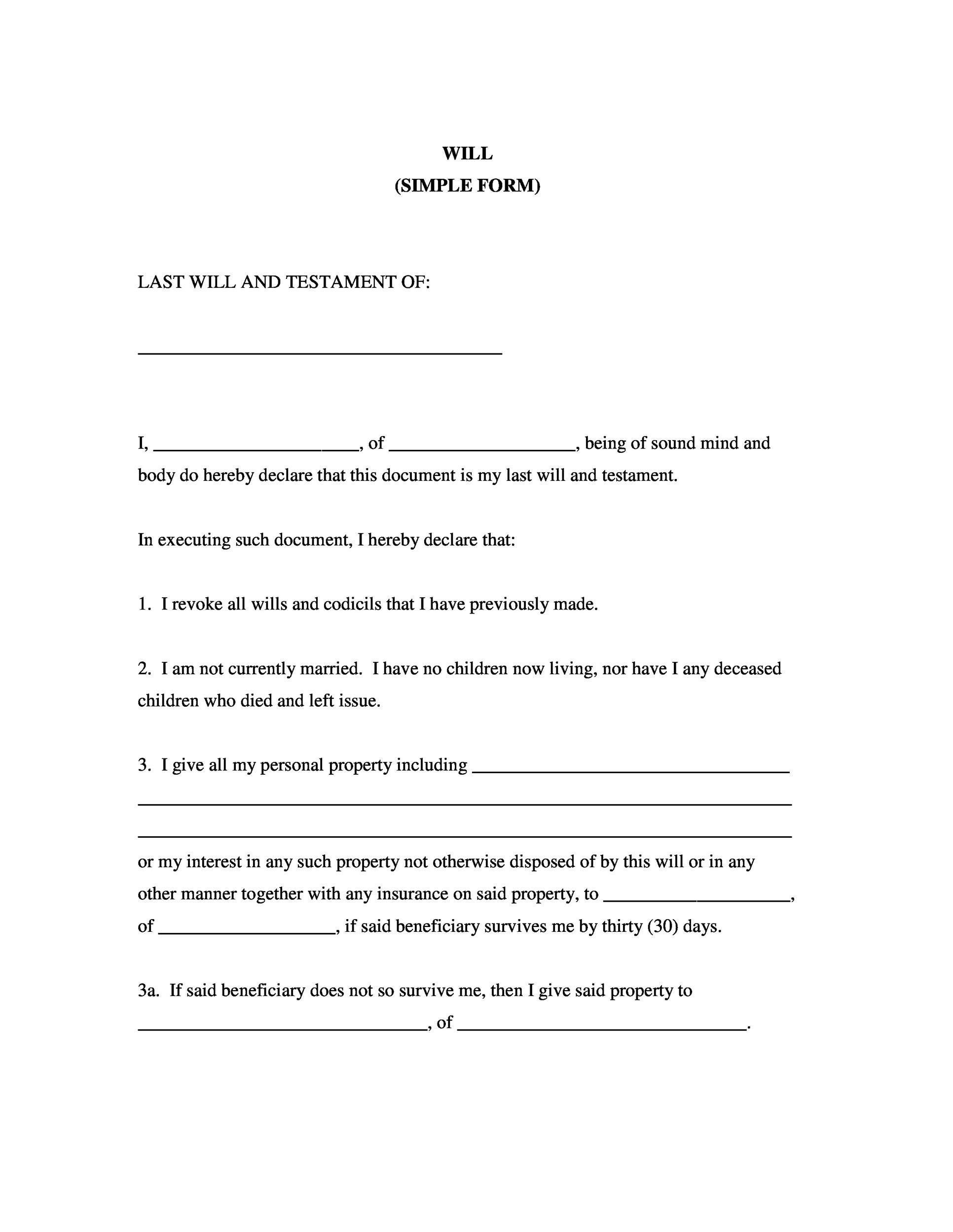 39 Last Will And Testament Forms amp Templates TemplateLab