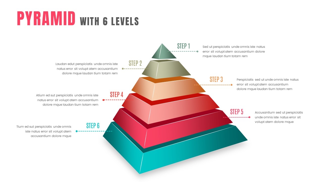 3D Six Level Pyramid Diagram Infographic Template For PowerPoint amp Google Slides