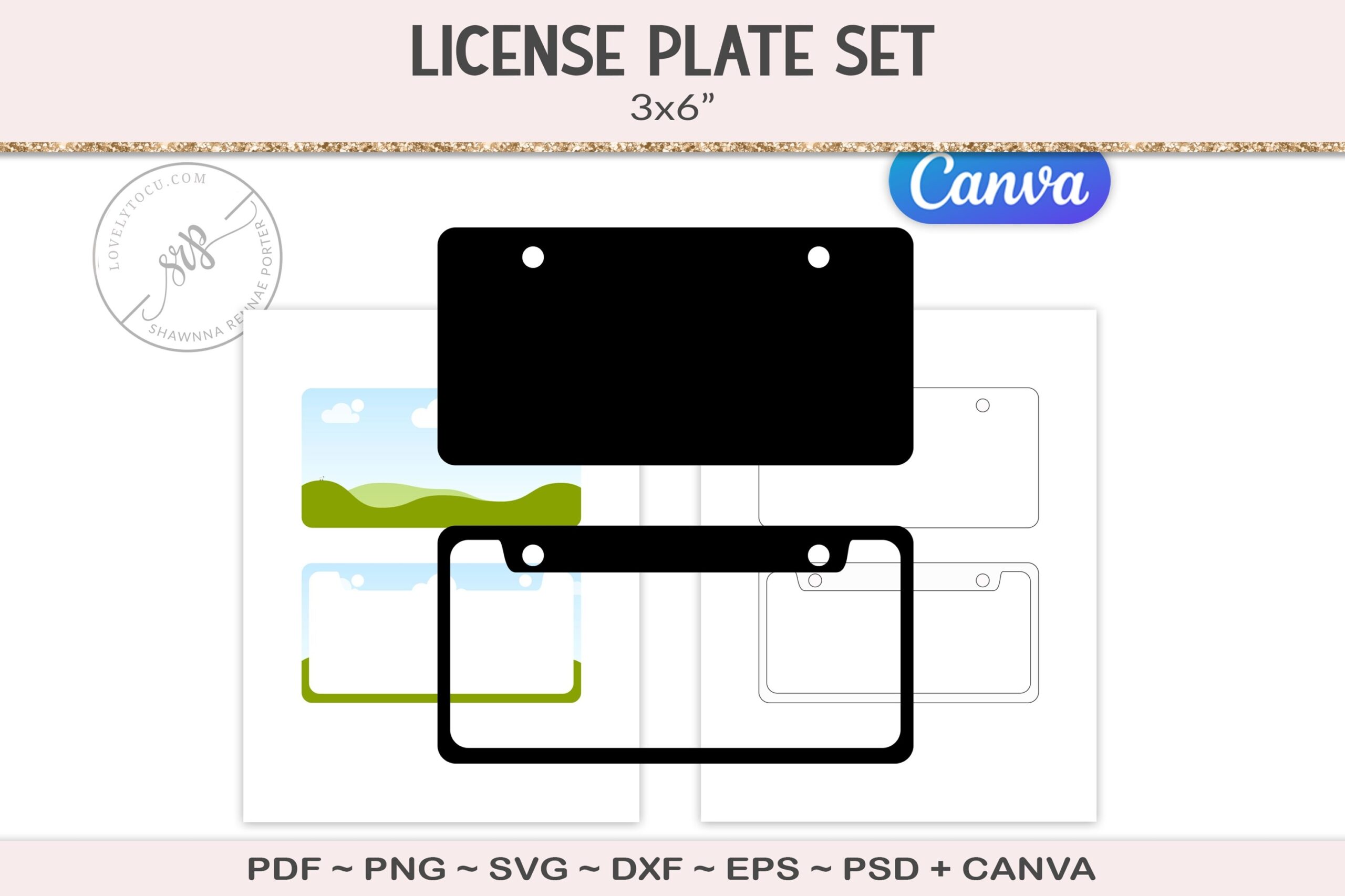 3x6 License Plate Template PSD SVG Canva