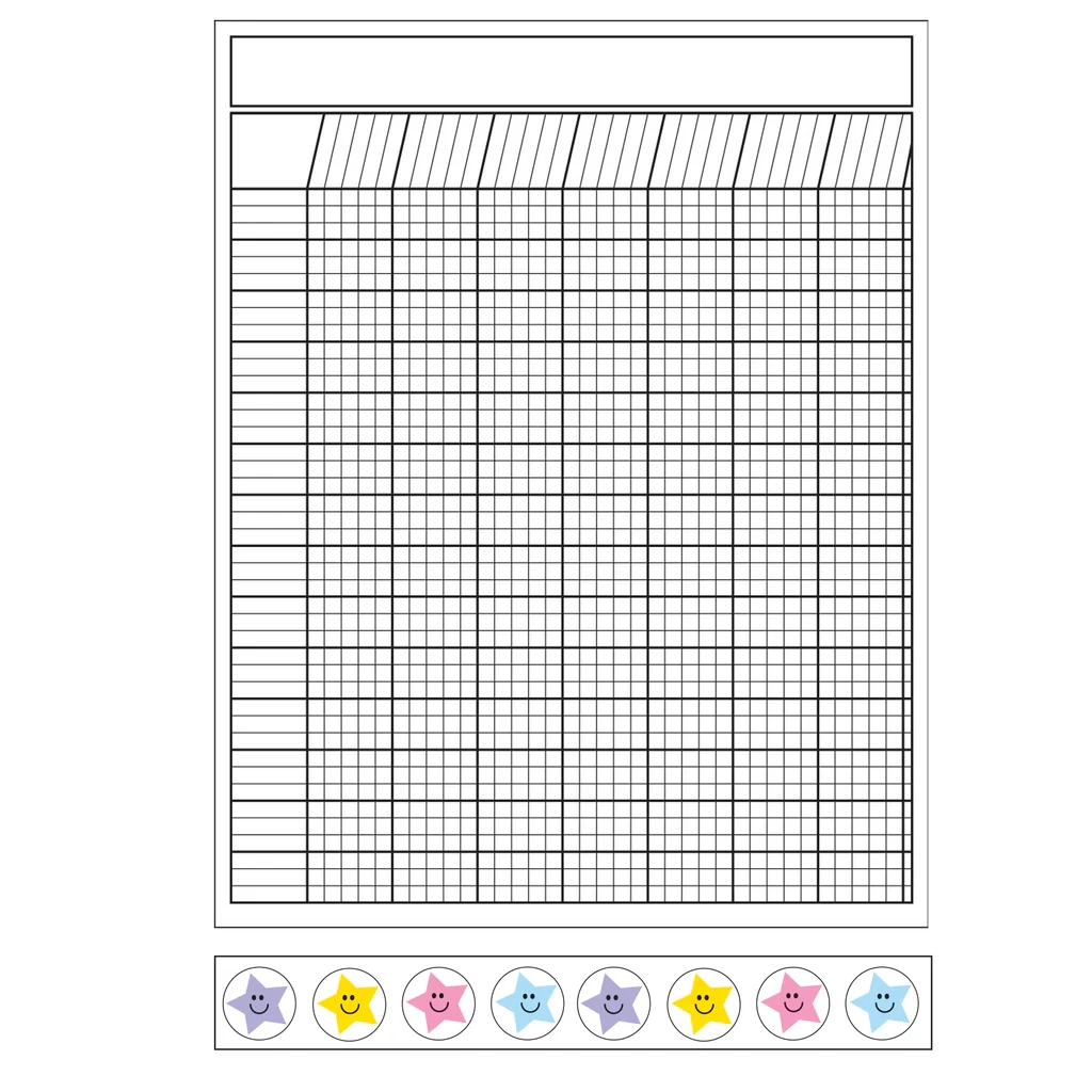 4 Piece Classroom Incentive Chart And Sticker Set Vertical White