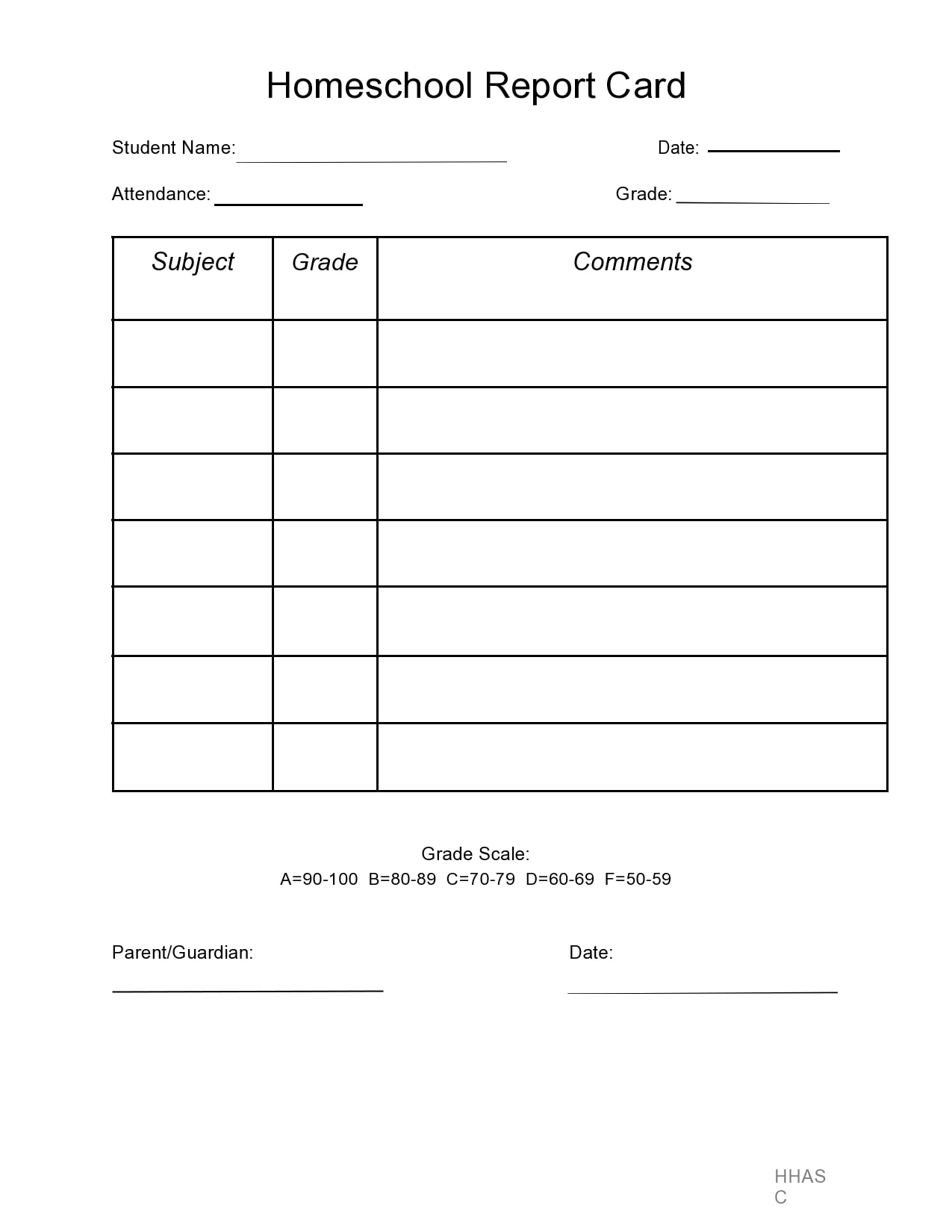 Blank Report Card Printable Free