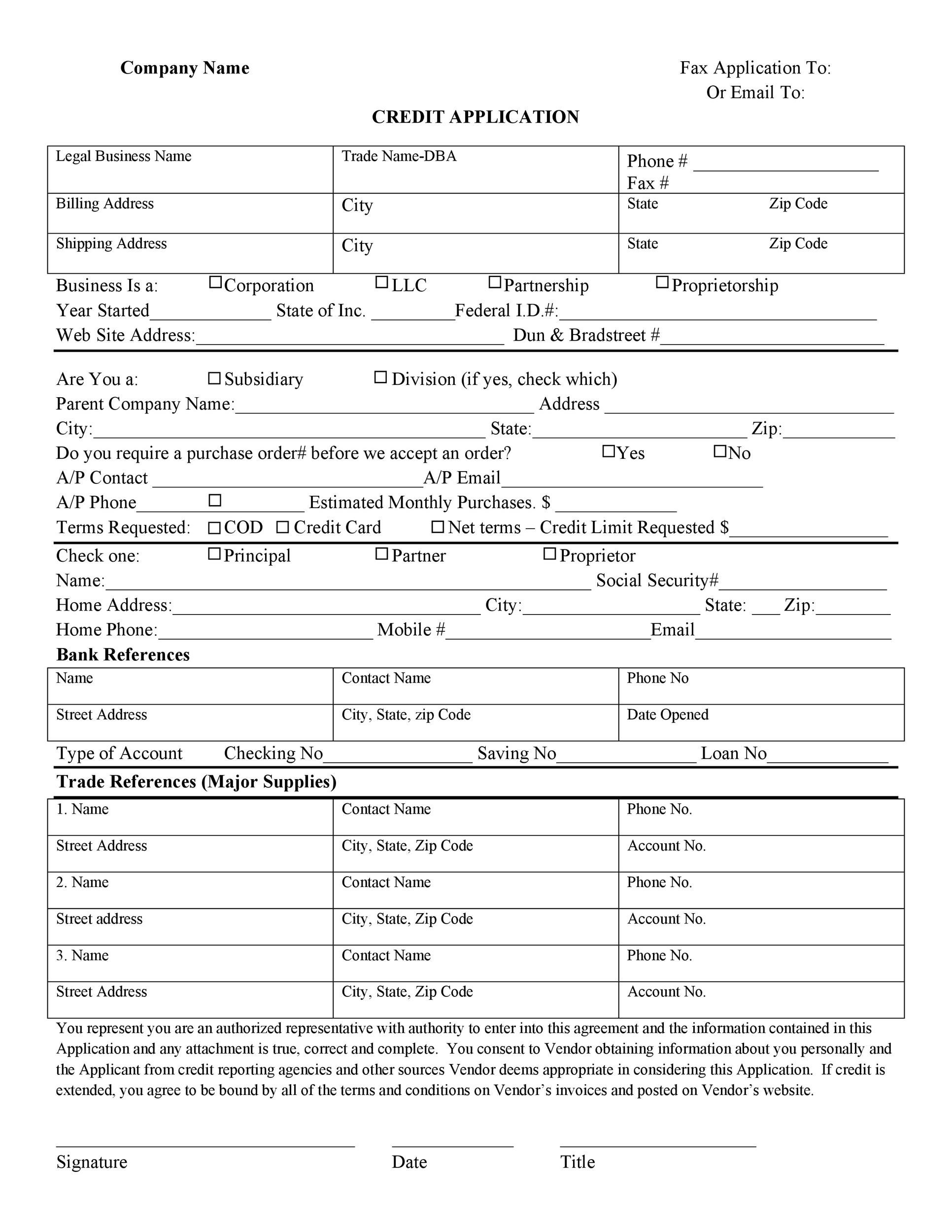 40 Free Credit Application Form Templates amp Samples