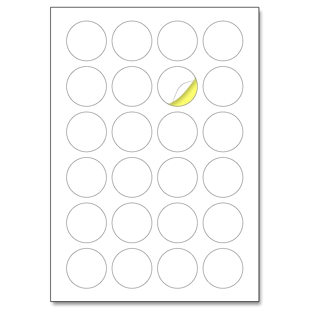 40 Mm 25 Sheets A4 Round Sticker Labels Self Adhesive Printable 24 Per Sheet Amazon de Stationery amp Office Supplies