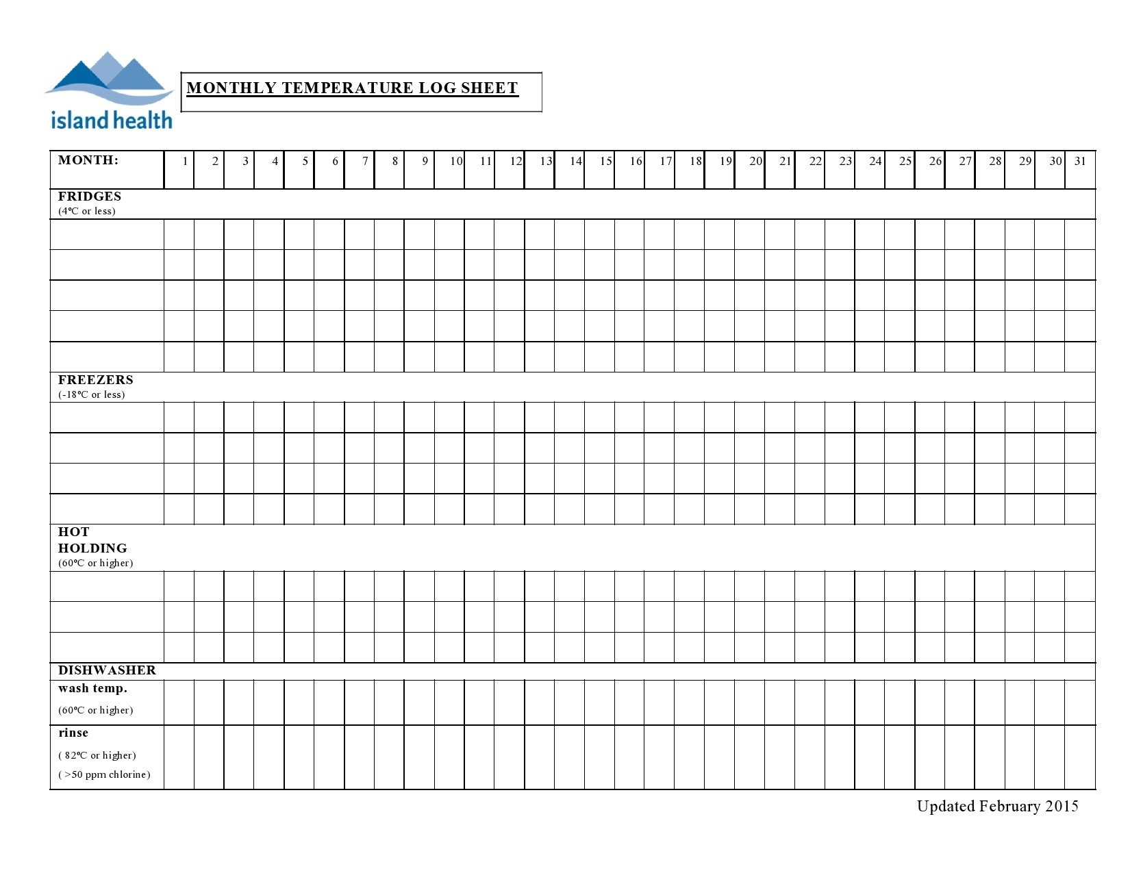 40 Printable Temperature Log Sheets Word Excel PDF 